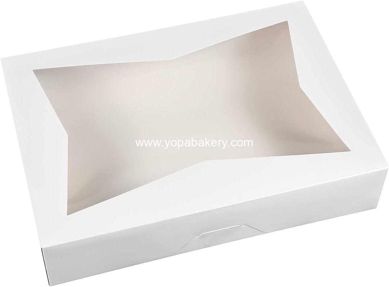 Wholesale 15-Pack Large White Lock Corner Bakery Cookie Boxes 14x10x3 inch with PVC Windows for Pieto Factory