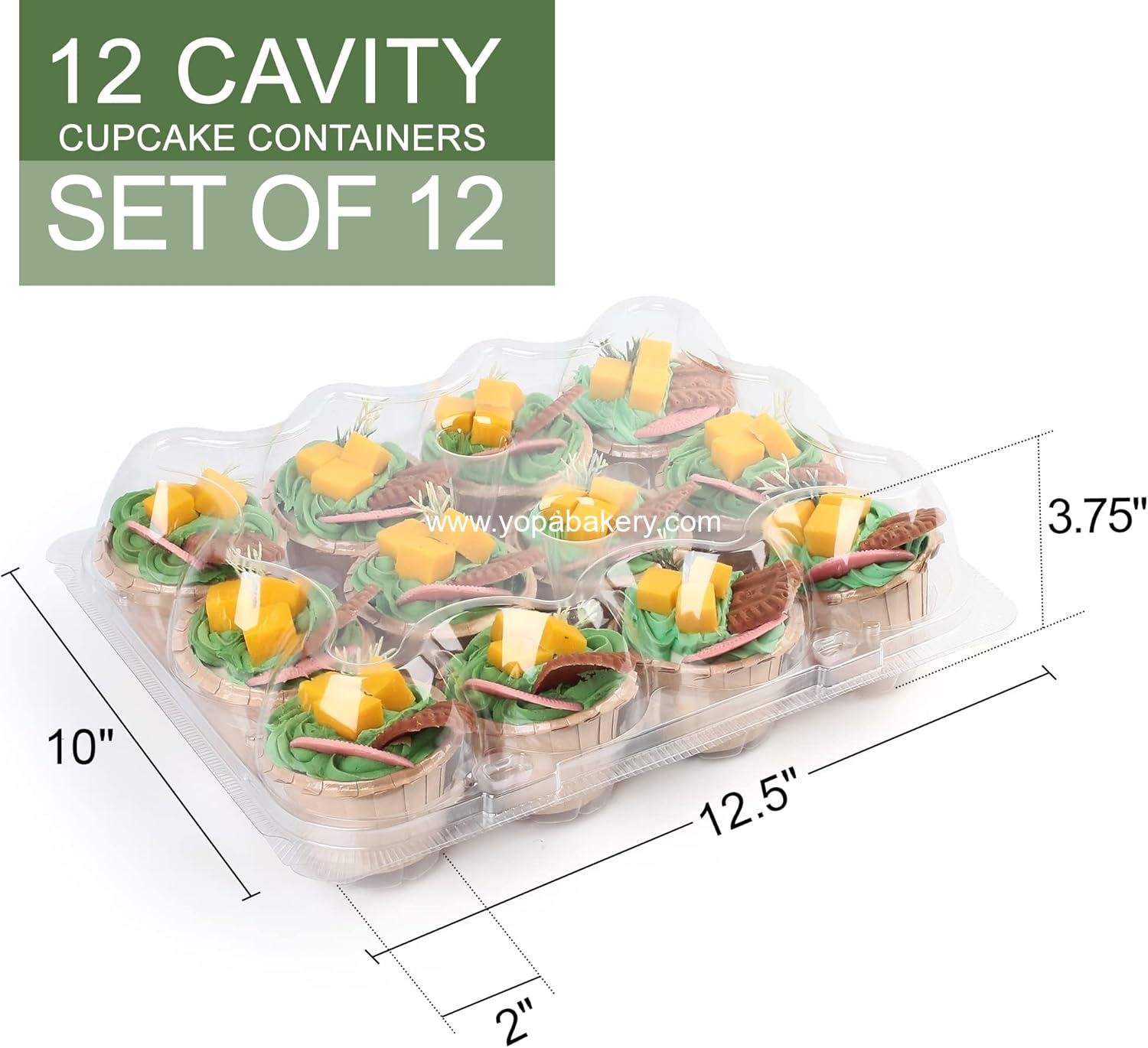 Wholesale Disposable Cupcake Containers 12 Count, Plastic Box with Detachable Dome Lid, BPA Free, Standard Size Holder, Factory