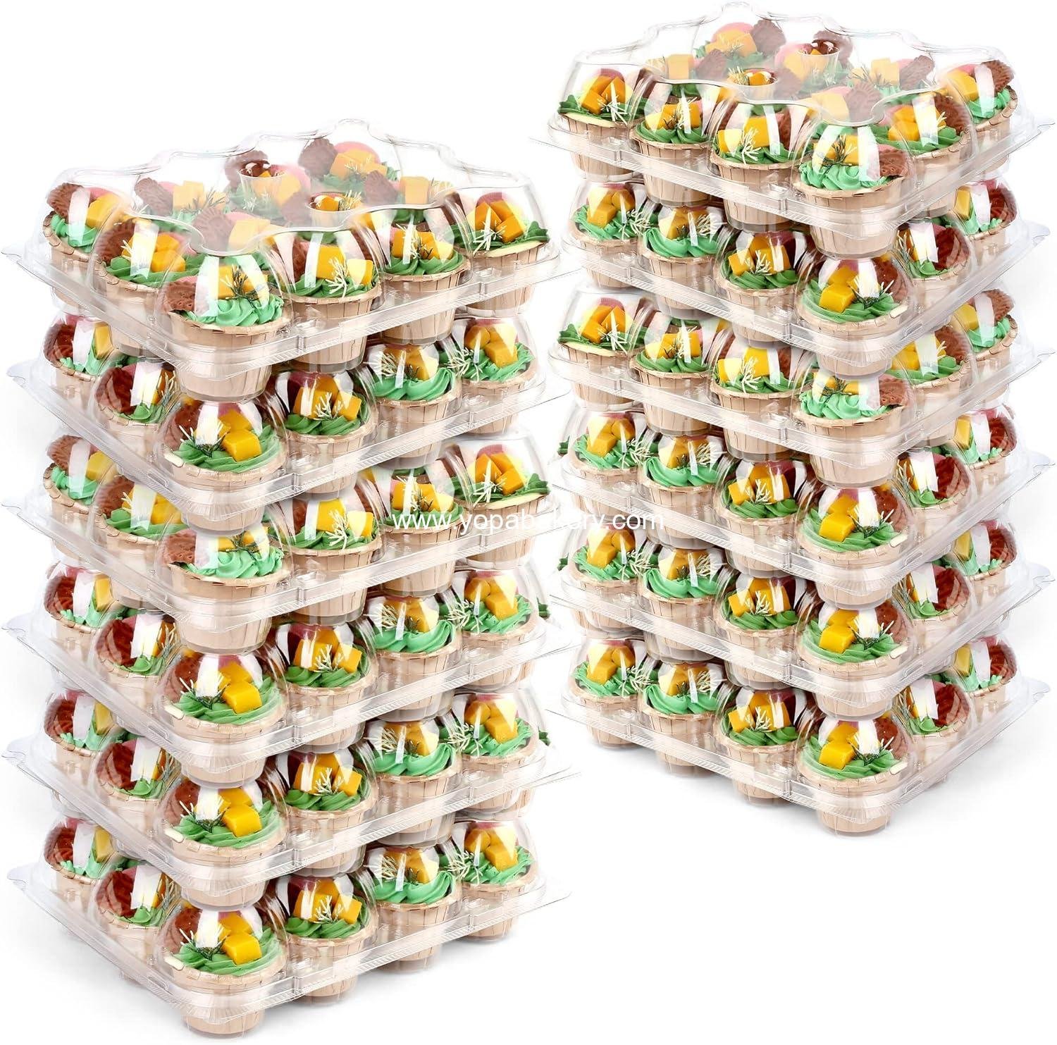 Wholesale Disposable Cupcake Containers 12 Count, Plastic Box with Detachable Dome Lid, BPA Free, Standard Size Holder, Factory