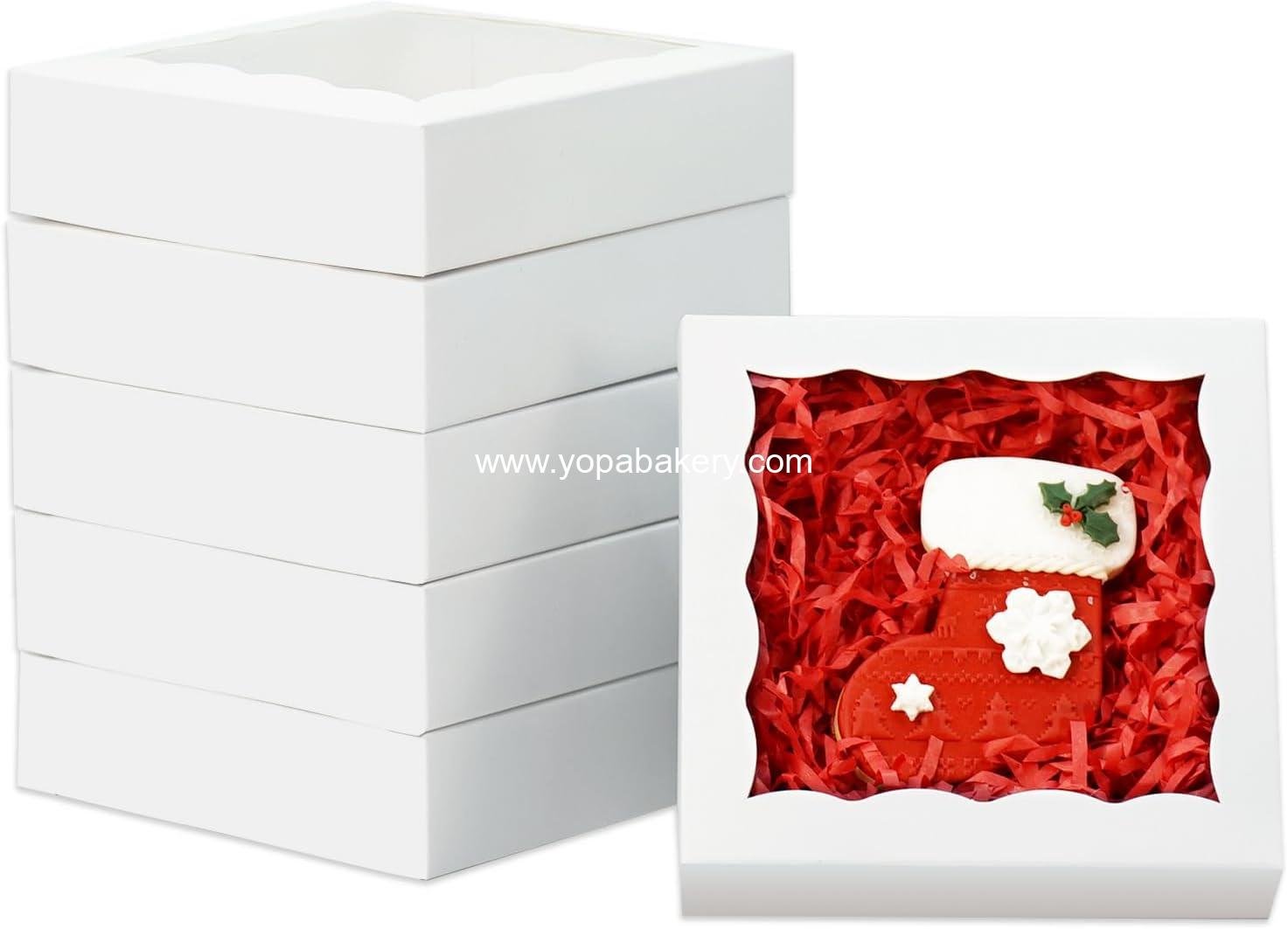Wholesale 100pcs Individual Cookie Boxes 4.5" x 4.5" x 1.2" Small Gift Boxes Single Treat Box Mini Dessert Box for Christmas Valentine's Mother's Day - Factory