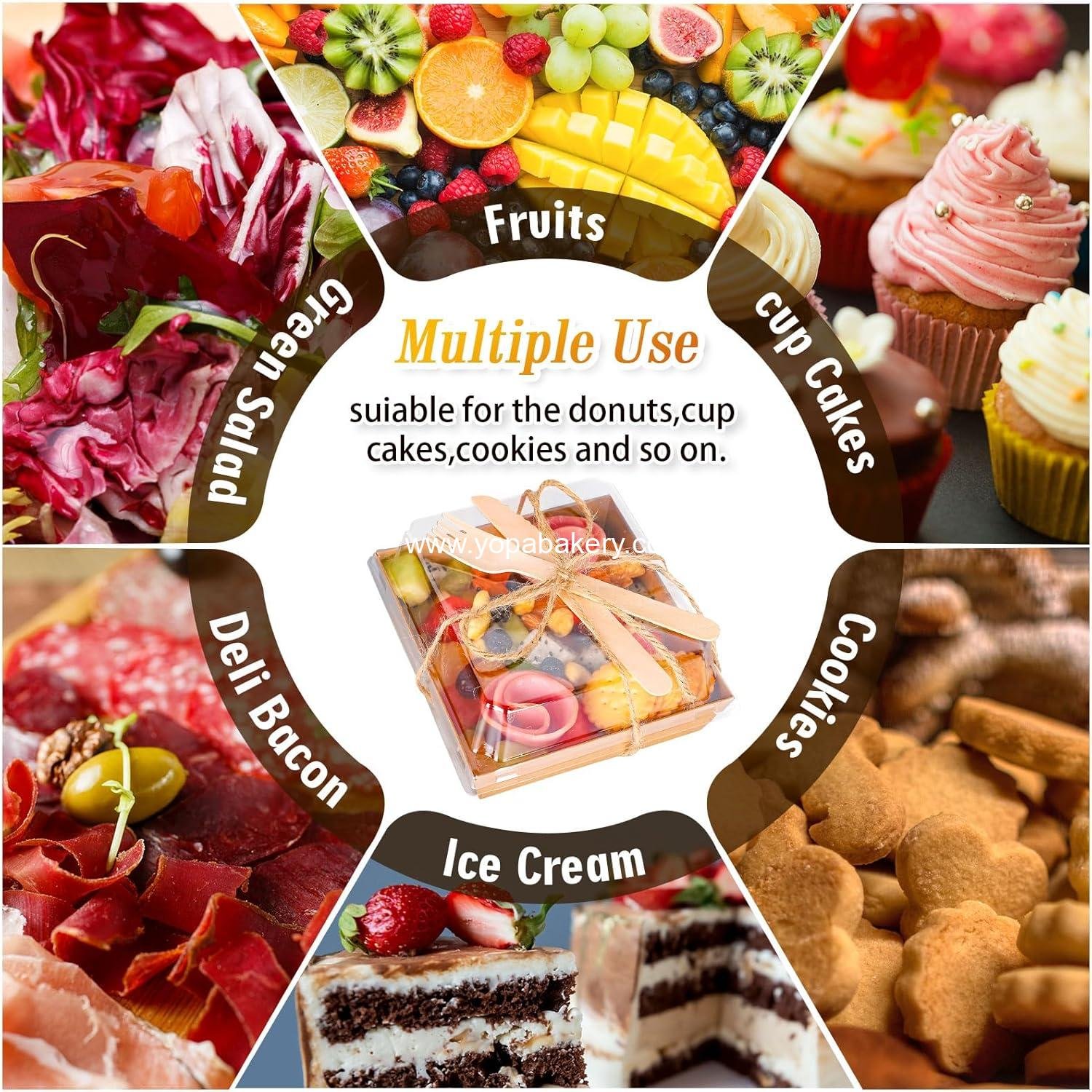 Wholesale 50Pcs Small Charcuterie Boxes with Clear Lids - Kraft Mini Dessert Boxes with Forks and Knives, 5 Inch Square Disposable Food Containers for Sandwiches, Cookies, Sushi, Cake Slices, Strawberries Factory