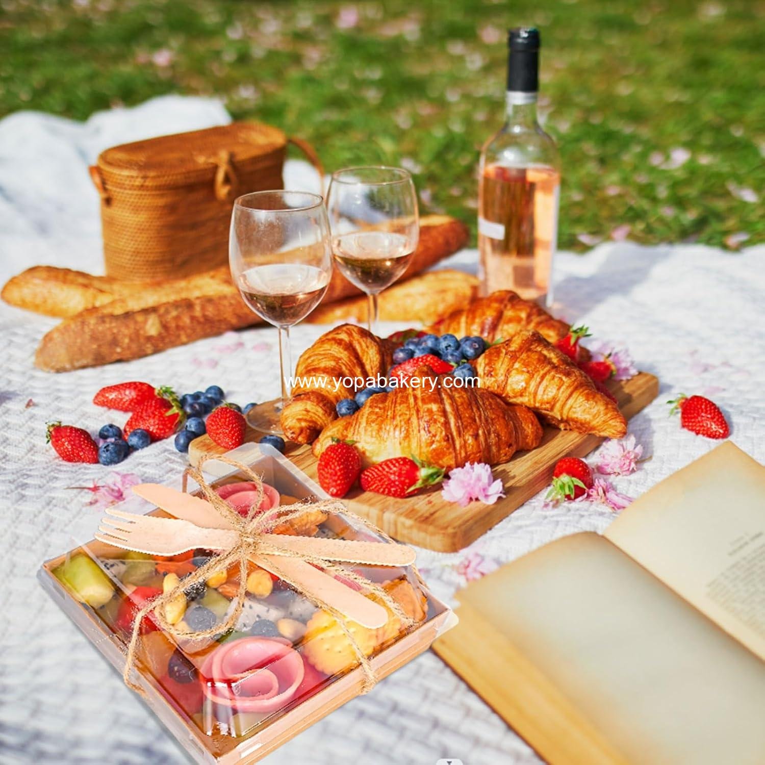 Wholesale 50Pcs Small Charcuterie Boxes with Clear Lids - Kraft Mini Dessert Boxes with Forks and Knives, 5 Inch Square Disposable Food Containers for Sandwiches, Cookies, Sushi, Cake Slices, Strawberries Factory