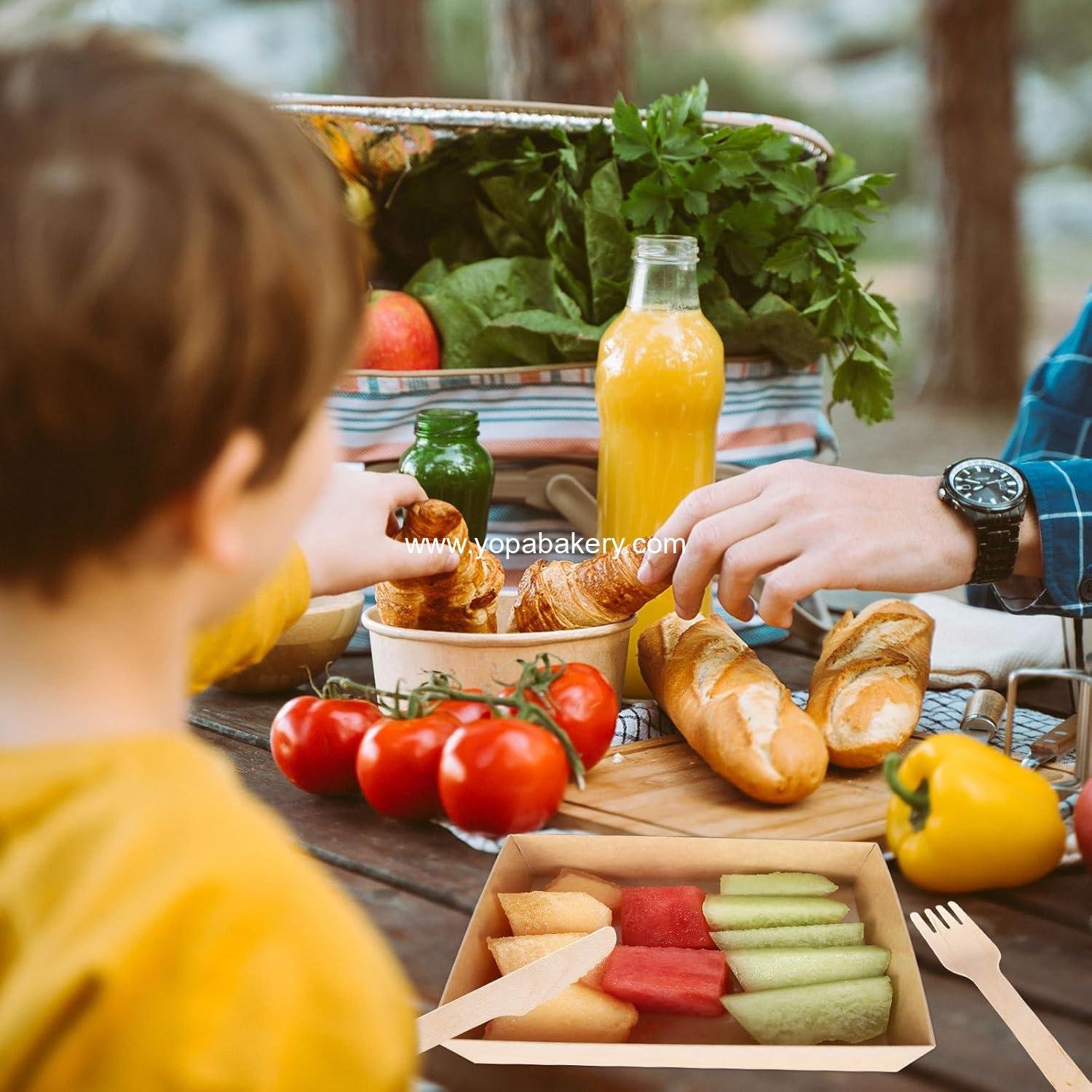 Wholesale 50Pcs Small Charcuterie Boxes with Clear Lids - Kraft Mini Dessert Boxes with Forks and Knives, 5 Inch Square Disposable Food Containers for Sandwiches, Cookies, Sushi, Cake Slices, Strawberries Factory