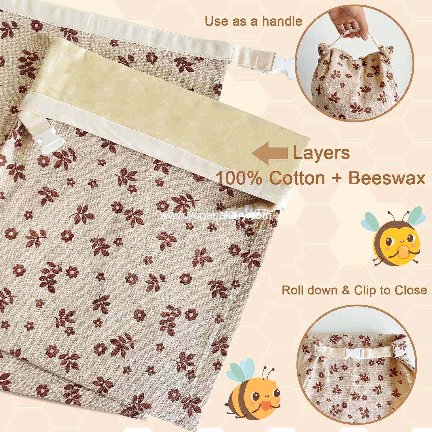 Wholesale 2 Pack Beeswax Bread Bags for Sourdough, Reusable Cotton Storage for Homemade Bread, Freezer-Friendly Freshness Preservation to Keep Fresh - Factory