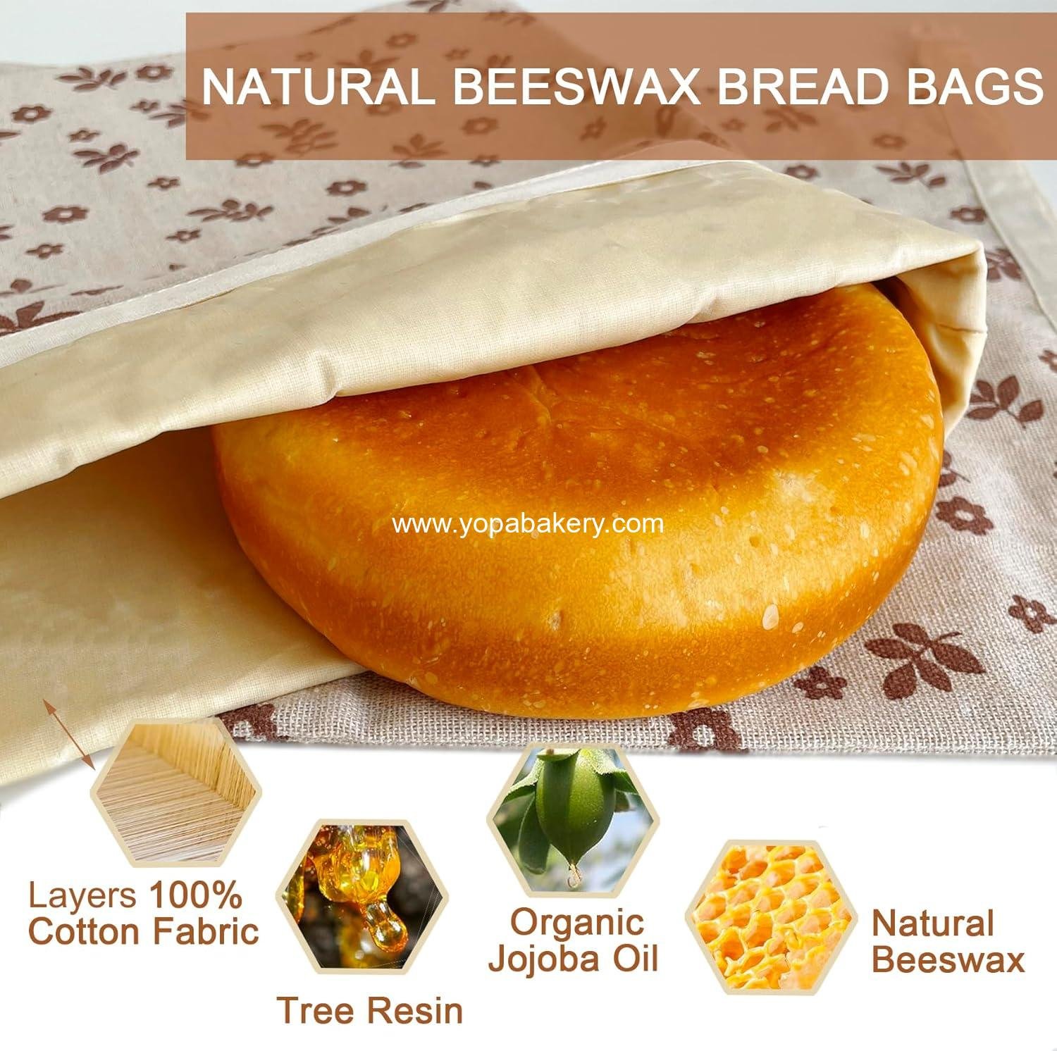 Wholesale 2 Pack Beeswax Bread Bags for Sourdough, Reusable Cotton Storage for Homemade Bread, Freezer-Friendly Freshness Preservation to Keep Fresh - Factory