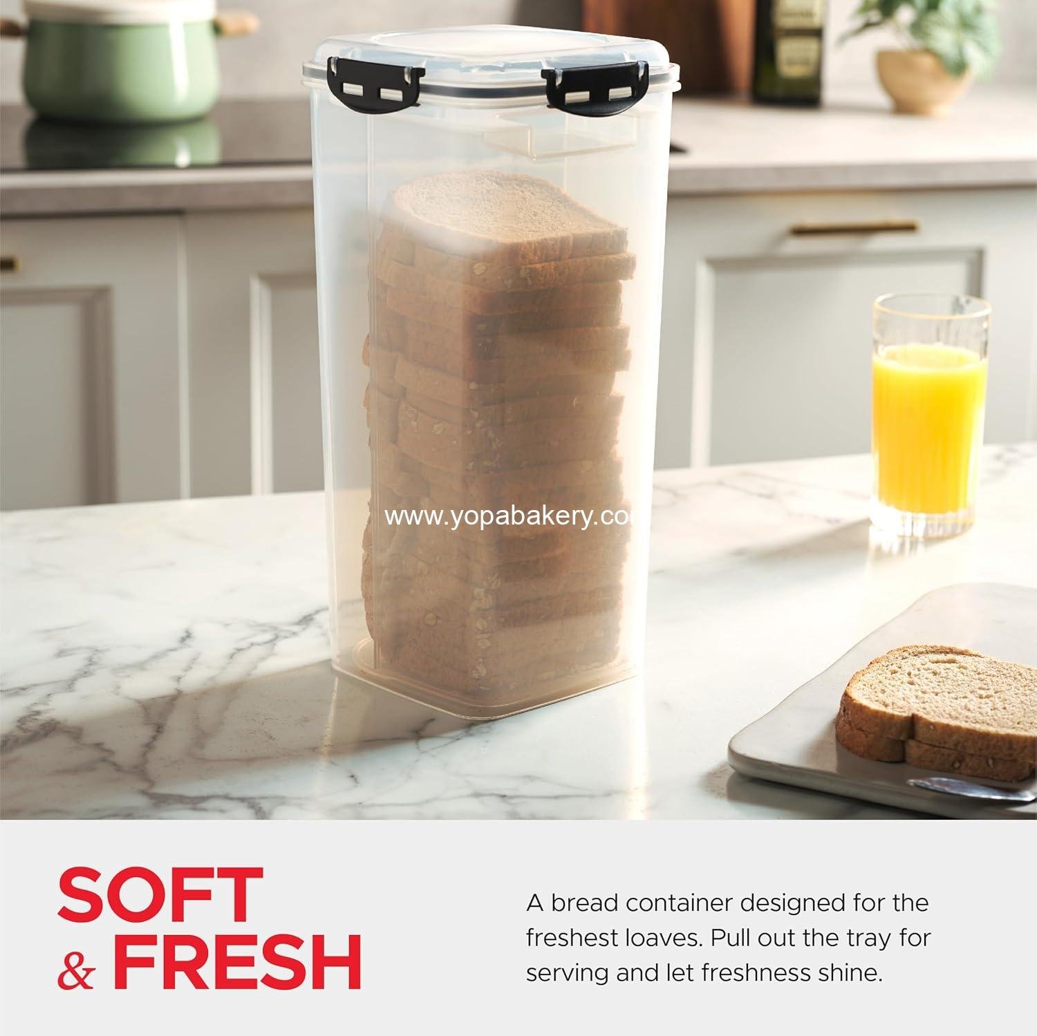 Wholesale Airtight Plastic Bread Storage Container with Tray, Loaf Keeper for Homemade Bread, BPA Free - Factory