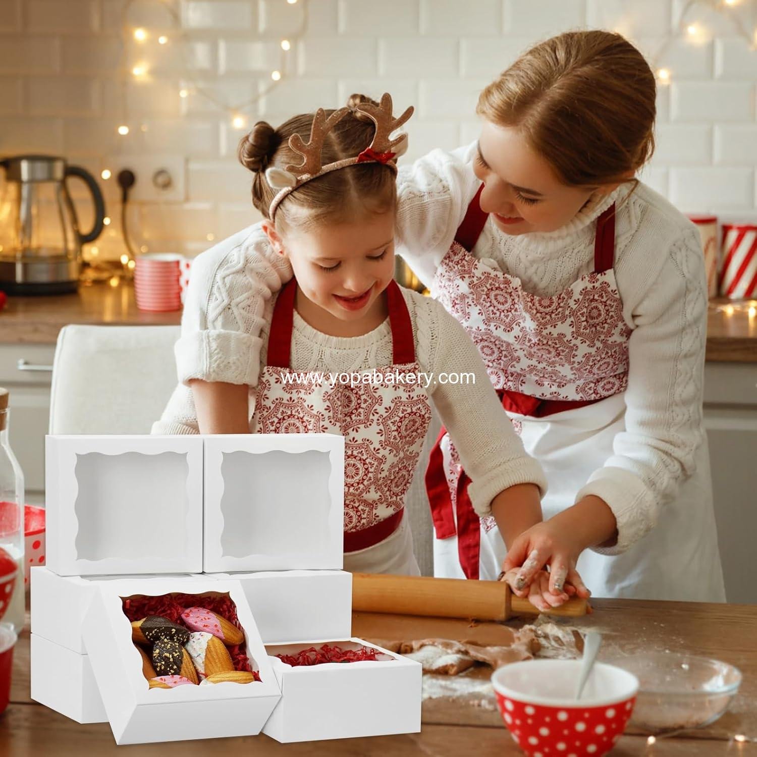 Wholesale 50 Pack 5x5x2.5 Inch Bakery Boxes with Window for Cookies, Chocolate Strawberries, Macarons, Cupcakes, Pastries, and Muffins - Factory