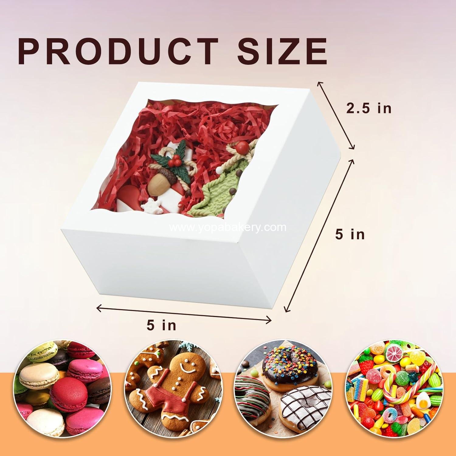 Wholesale 50 Pack 5x5x2.5 Inch Bakery Boxes with Window for Cookies, Chocolate Strawberries, Macarons, Cupcakes, Pastries, and Muffins - Factory