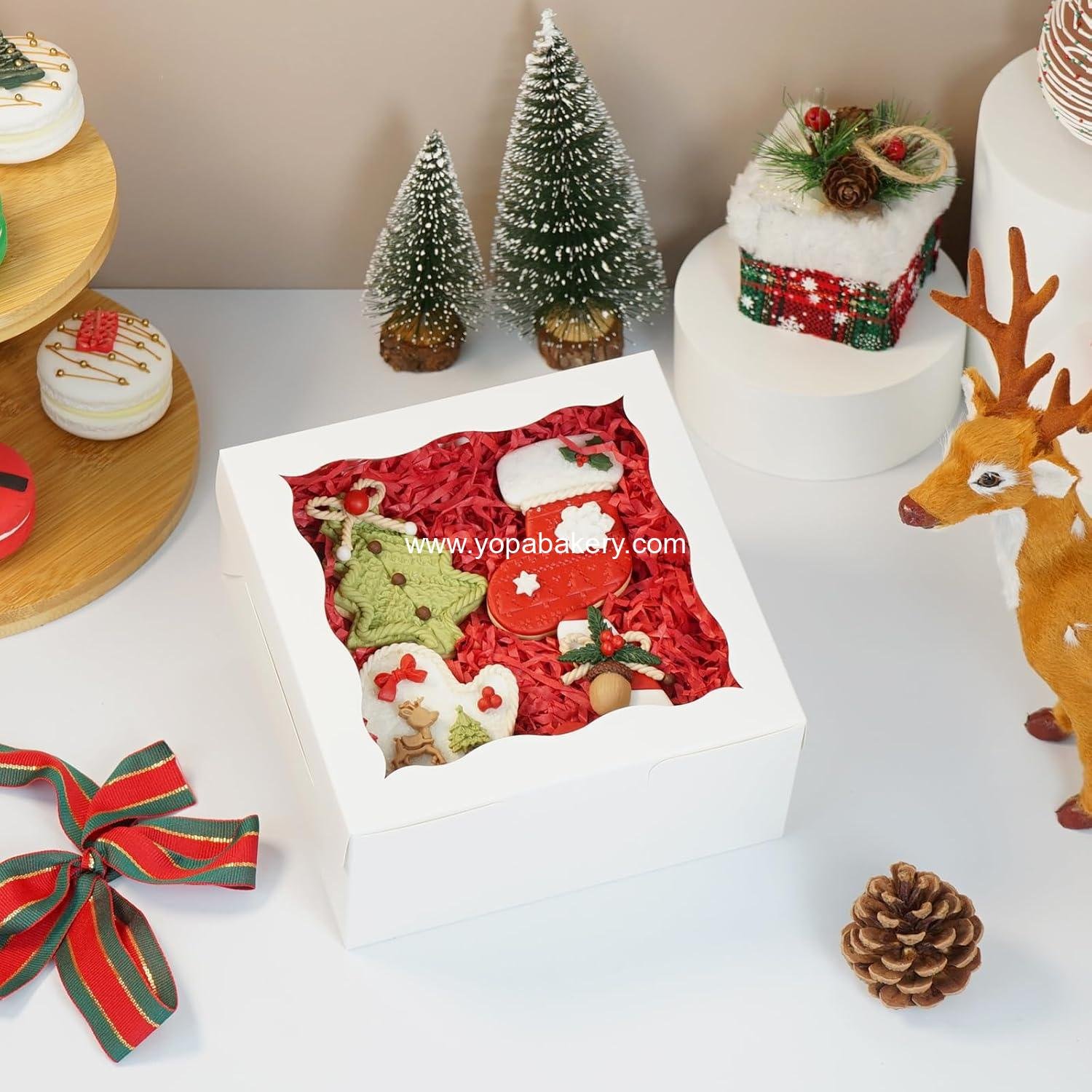 Wholesale 50 Pack 5x5x2.5 Inch Bakery Boxes with Window for Cookies, Chocolate Strawberries, Macarons, Cupcakes, Pastries, and Muffins - Factory