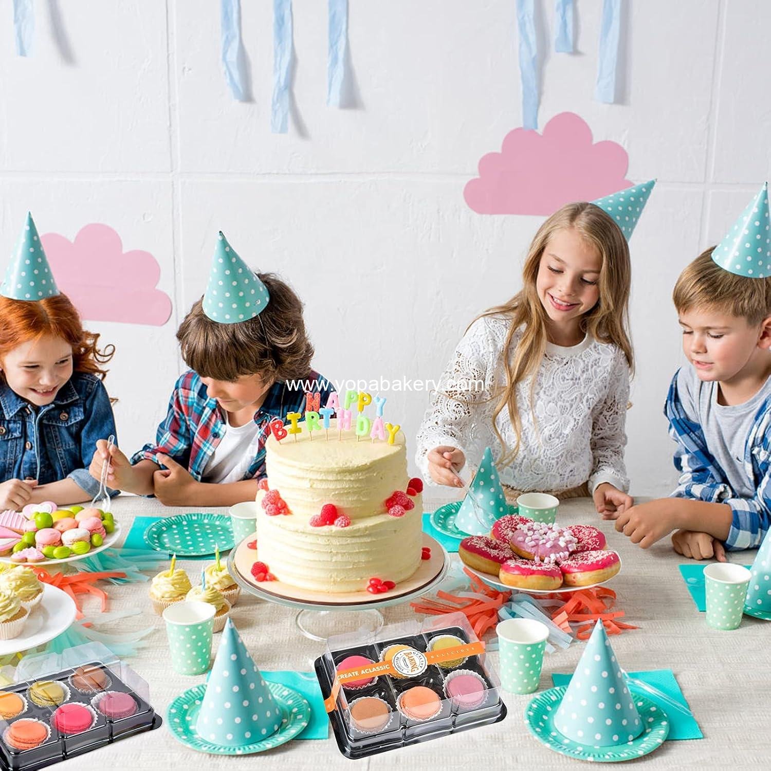 Wholesale Macaron Box with Clear Display Window, 50-Pack Black Base Gift Packaging Fits 6 Macarons, Perfect for Truffles, Cakes, Desserts, Cupcakes, Cookies, Muffins - 7.87 x 5.5 x 1.77