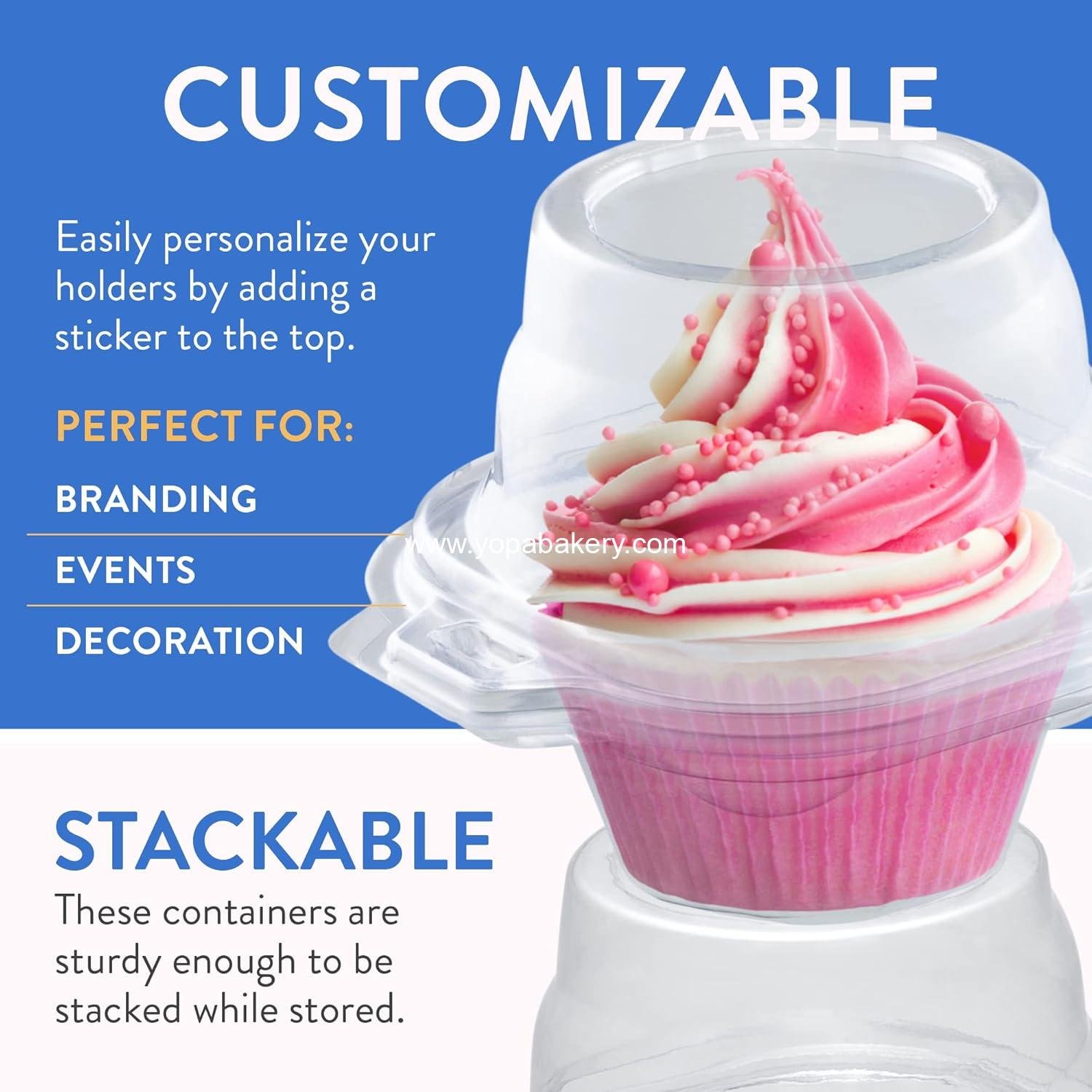 Wholesale Individual Cupcake Containers (100 Pack) | Clear Disposable Cupcake Holders with Dome Lid | Single Cupcake Carrier Boxes | BPA-Free Plastic Muffin Container | Factory
