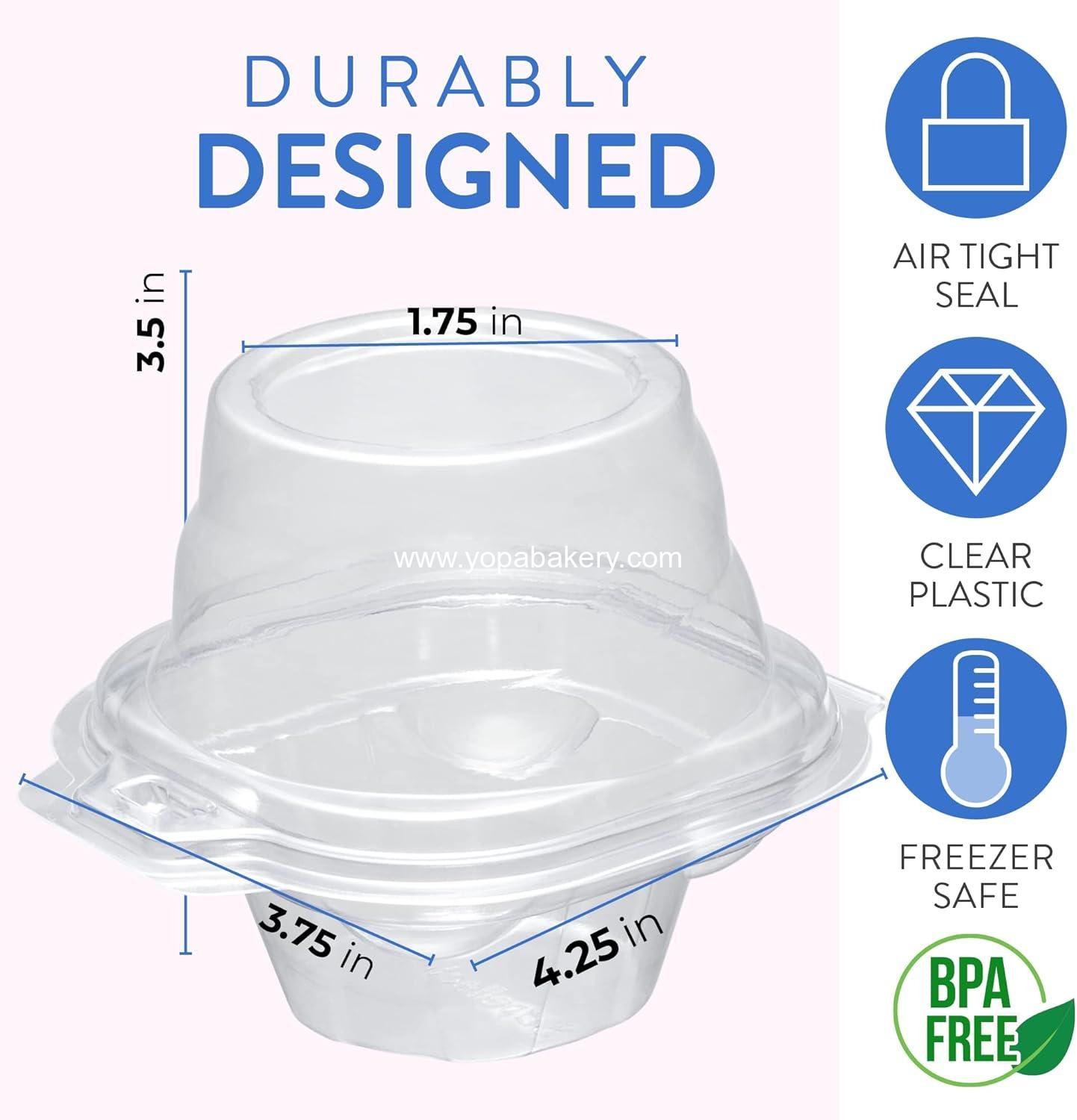 Wholesale Individual Cupcake Containers (100 Pack) | Clear Disposable Cupcake Holders with Dome Lid | Single Cupcake Carrier Boxes | BPA-Free Plastic Muffin Container | Factory