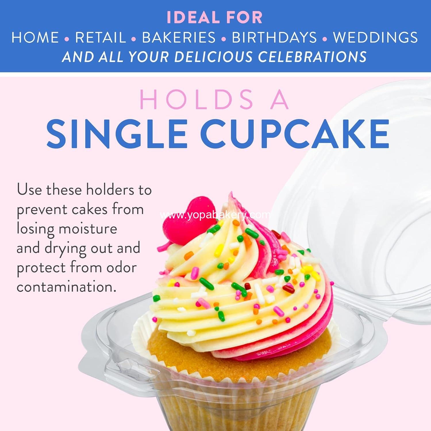 Wholesale Individual Cupcake Containers (100 Pack) | Clear Disposable Cupcake Holders with Dome Lid | Single Cupcake Carrier Boxes | BPA-Free Plastic Muffin Container | Factory