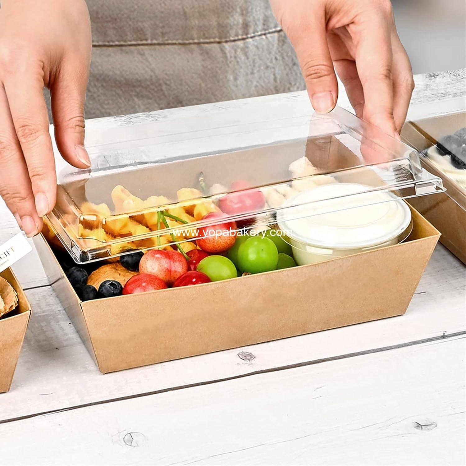 Wholesale 20 Pack 8 x 6 Inch Disposable Paper Charcuterie Boxes with Clear Lids, Brown Deli Food Containers for Cake Slices, Cupcakes, Sandwiches, Cocoa Bombs, Factory