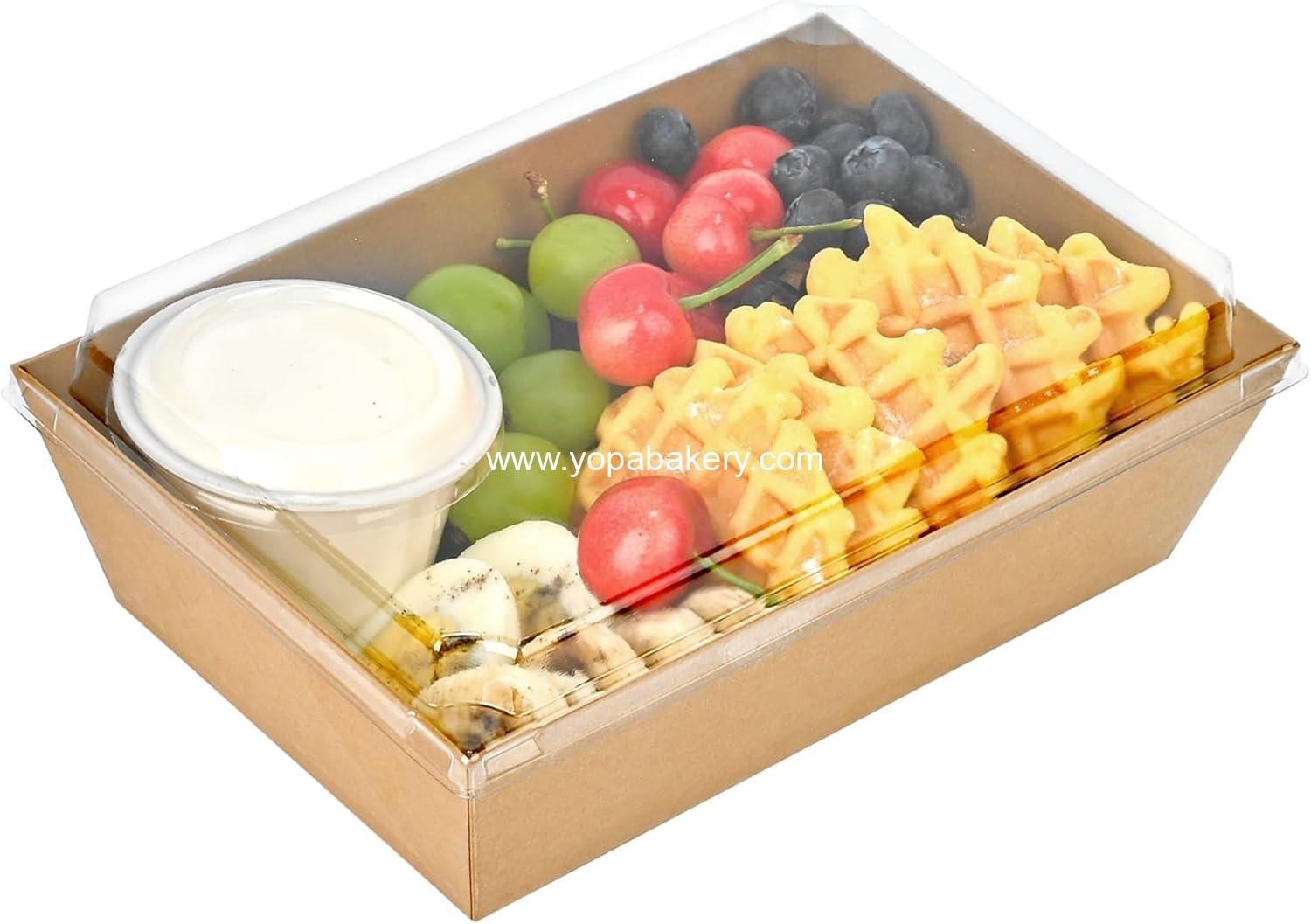Wholesale 20 Pack 8 x 6 Inch Disposable Paper Charcuterie Boxes with Clear Lids, Brown Deli Food Containers for Cake Slices, Cupcakes, Sandwiches, Cocoa Bombs, Factory