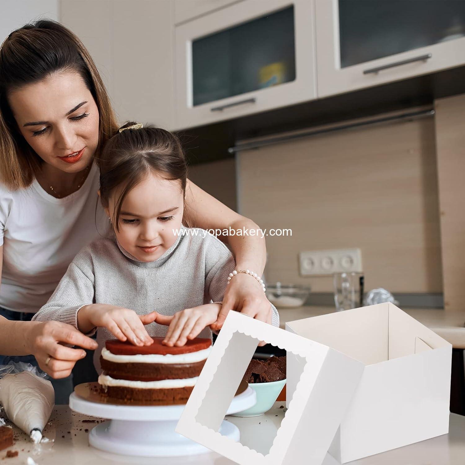 Wholesale 10 Sets Cake Boxes with Boards, 10x10x8 Inches Tall Bakery Boxes with Window for Valentine's Day, Mother's Day, Pastries, Chocolates, Cookies, Pie Factory