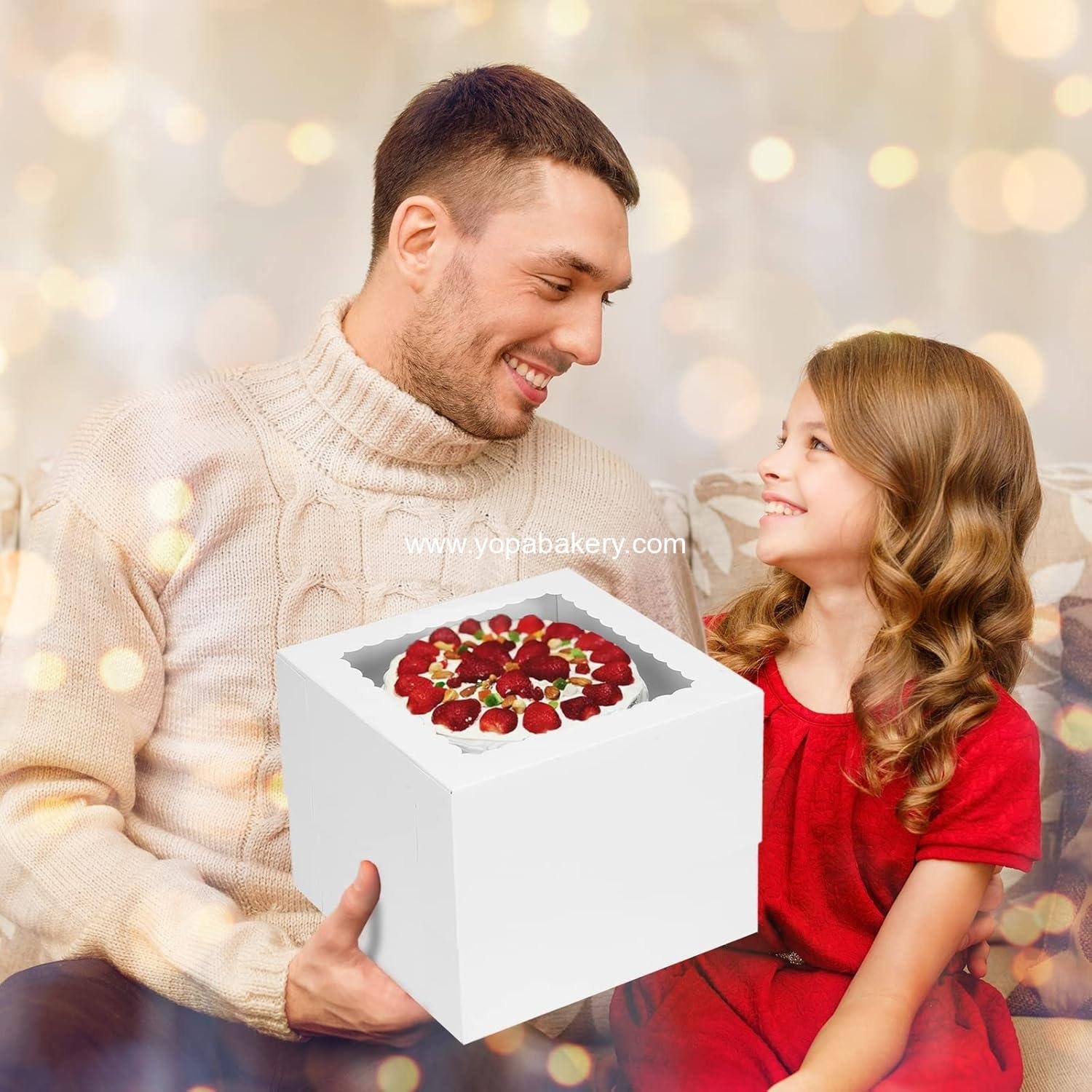 Wholesale 10 Sets Cake Boxes with Boards, 10x10x8 Inches Tall Bakery Boxes with Window for Valentine's Day, Mother's Day, Pastries, Chocolates, Cookies, Pie Factory