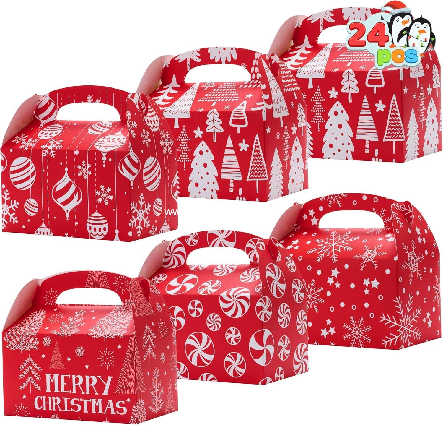 OEM 24 PCS 3D Christmas Treat Gift Wrap Boxes for Holiday Presents, Bakery Cookie Boxes for Gift Giving, Cardboard Goodie Candy Box for Desserts Wrapping, School Classroom Party Favors - Factory