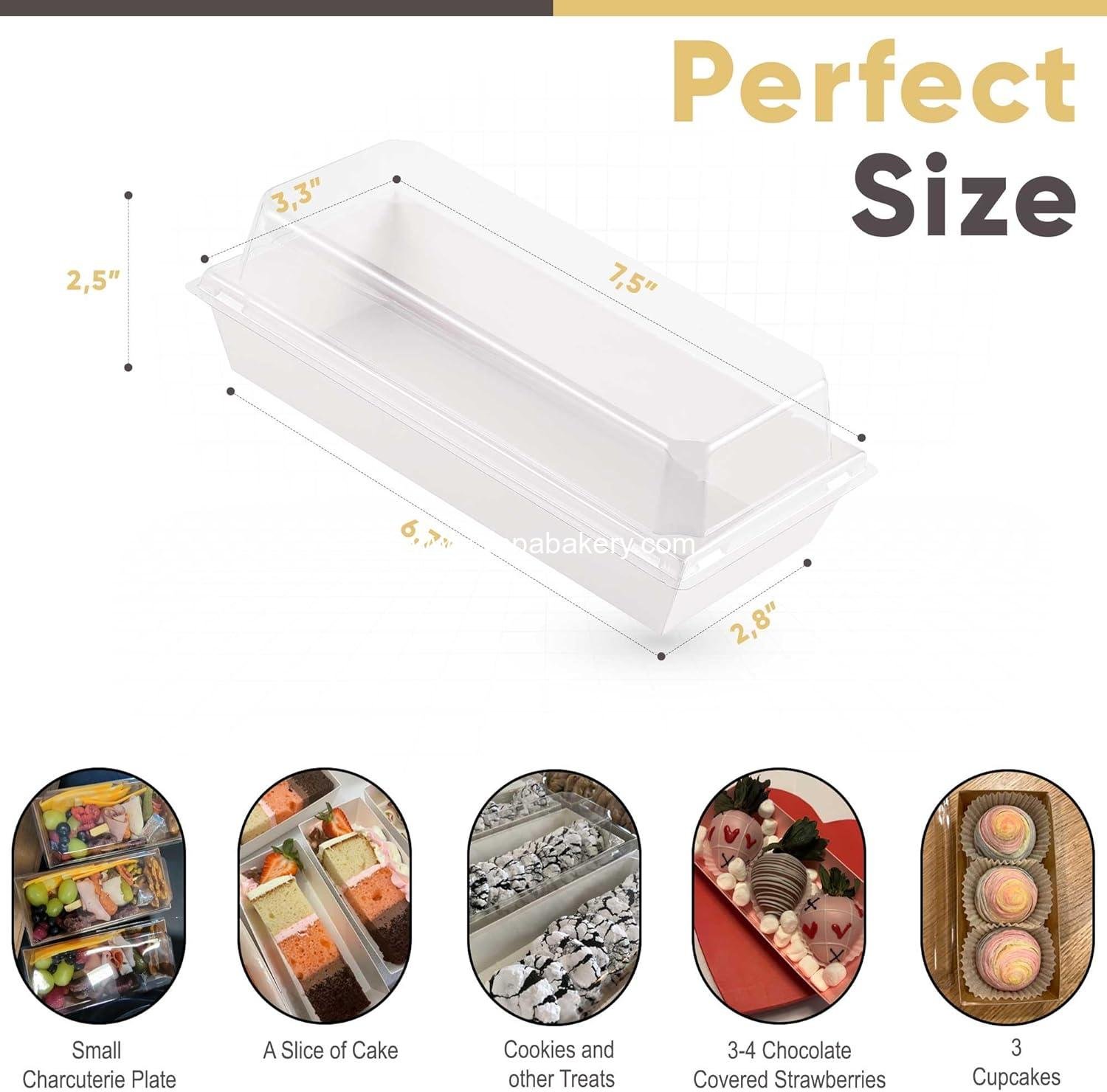 Wholesale 50 Pack 7.5x3.3 Inches Small Charcuterie Boxes with Clear Lids - Paper Mini Treat Box for Charcuterie Boards, Desserts, Cookies, Cake Slices, Chocolate Strawberries, Donuts (White) Factory