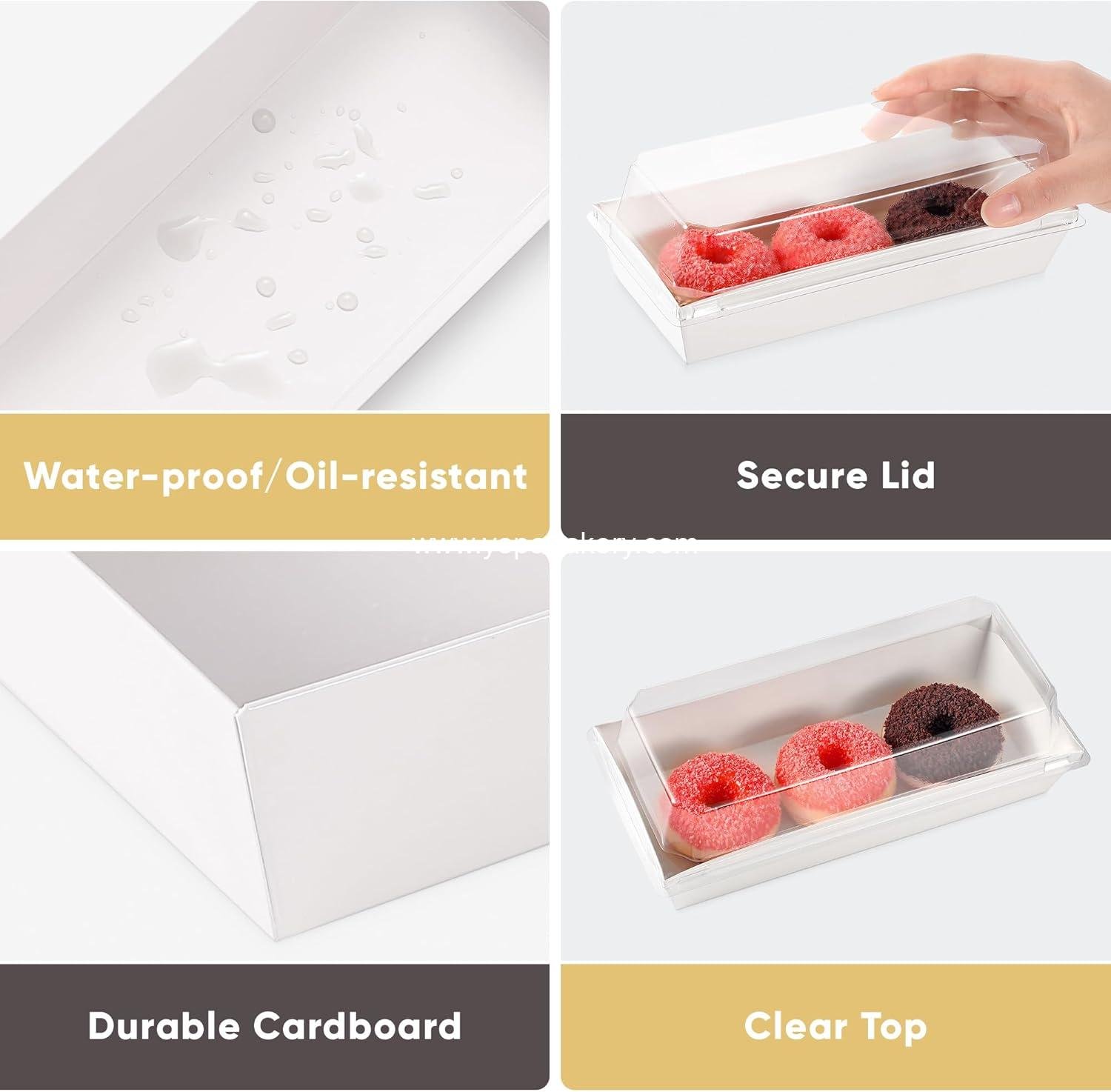 Wholesale 50 Pack 7.5x3.3 Inches Small Charcuterie Boxes with Clear Lids - Paper Mini Treat Box for Charcuterie Boards, Desserts, Cookies, Cake Slices, Chocolate Strawberries, Donuts (White) Factory
