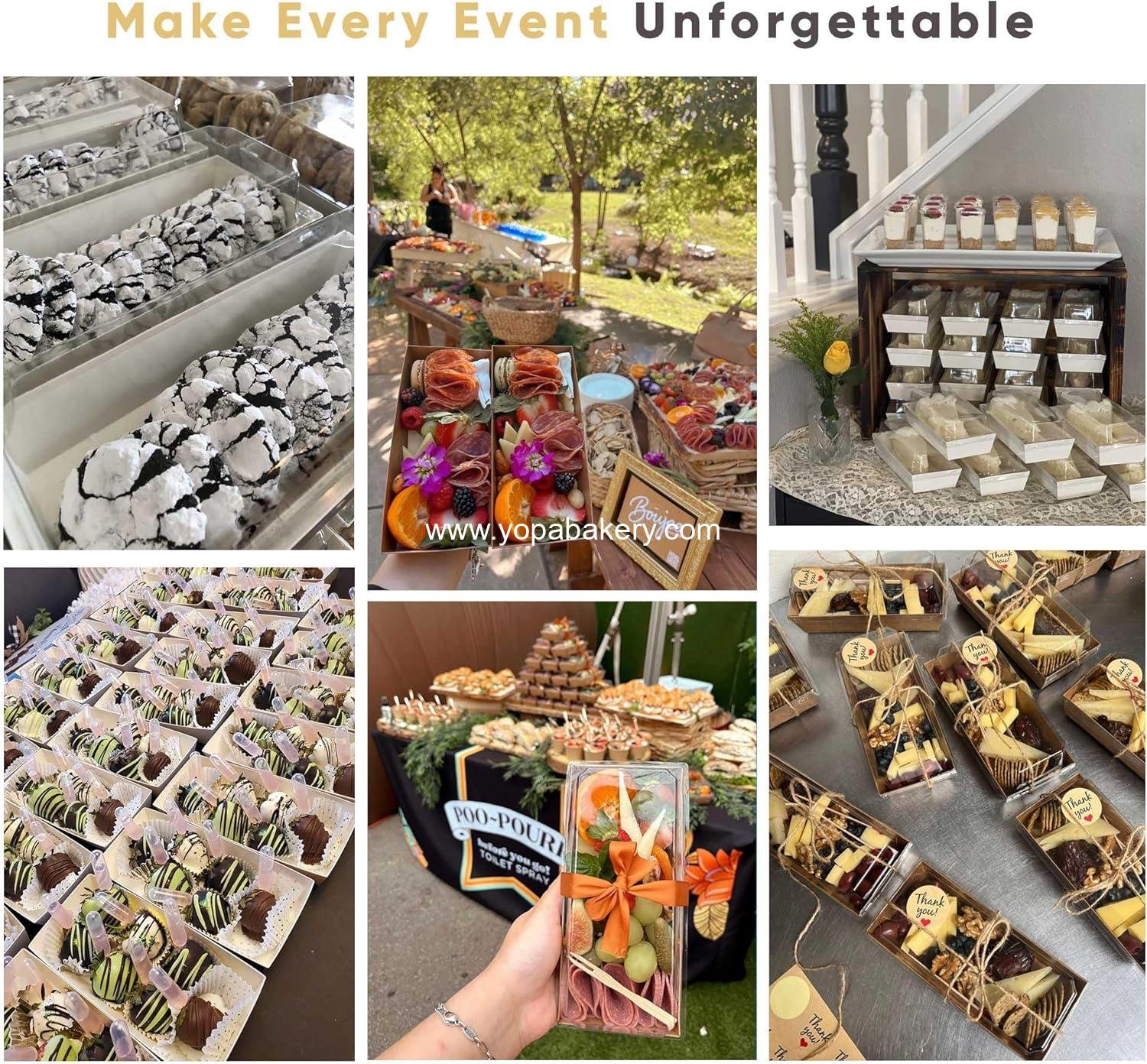 Wholesale 50 Pack 7.5x3.3 Inches Small Charcuterie Boxes with Clear Lids - Paper Mini Treat Box for Charcuterie Boards, Desserts, Cookies, Cake Slices, Chocolate Strawberries, Donuts (White) Factory