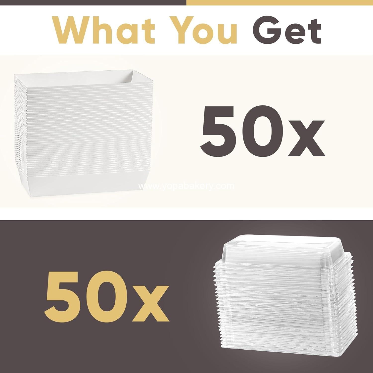 Wholesale 50 Pack 7.5x3.3 Inches Small Charcuterie Boxes with Clear Lids - Paper Mini Treat Box for Charcuterie Boards, Desserts, Cookies, Cake Slices, Chocolate Strawberries, Donuts (White) Factory