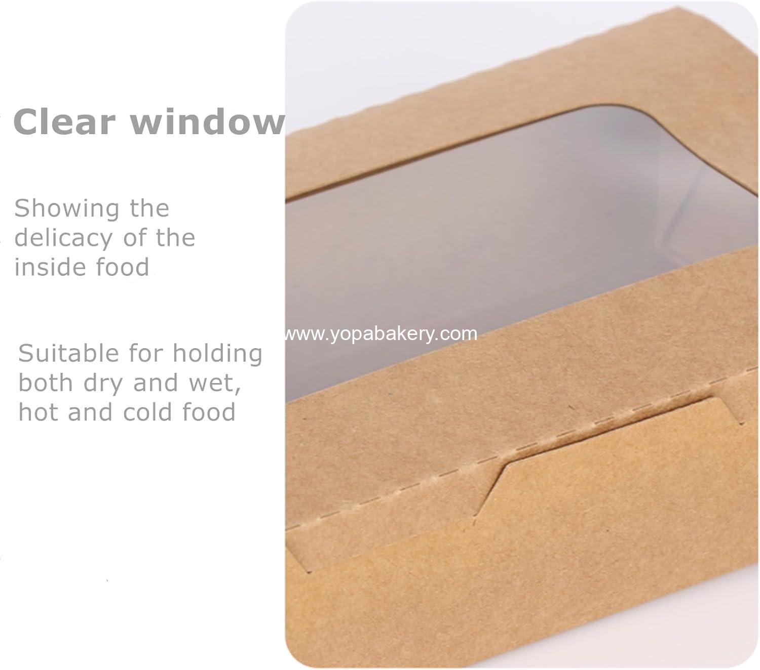 Wholesale 50 Pack Take Out Food Containers with Window, 40 oz Microwaveable Kraft Paper To-Go Boxes, Foldable Pastry Containers for Catering, Restaurants, Parties, Meal Prep - Factory