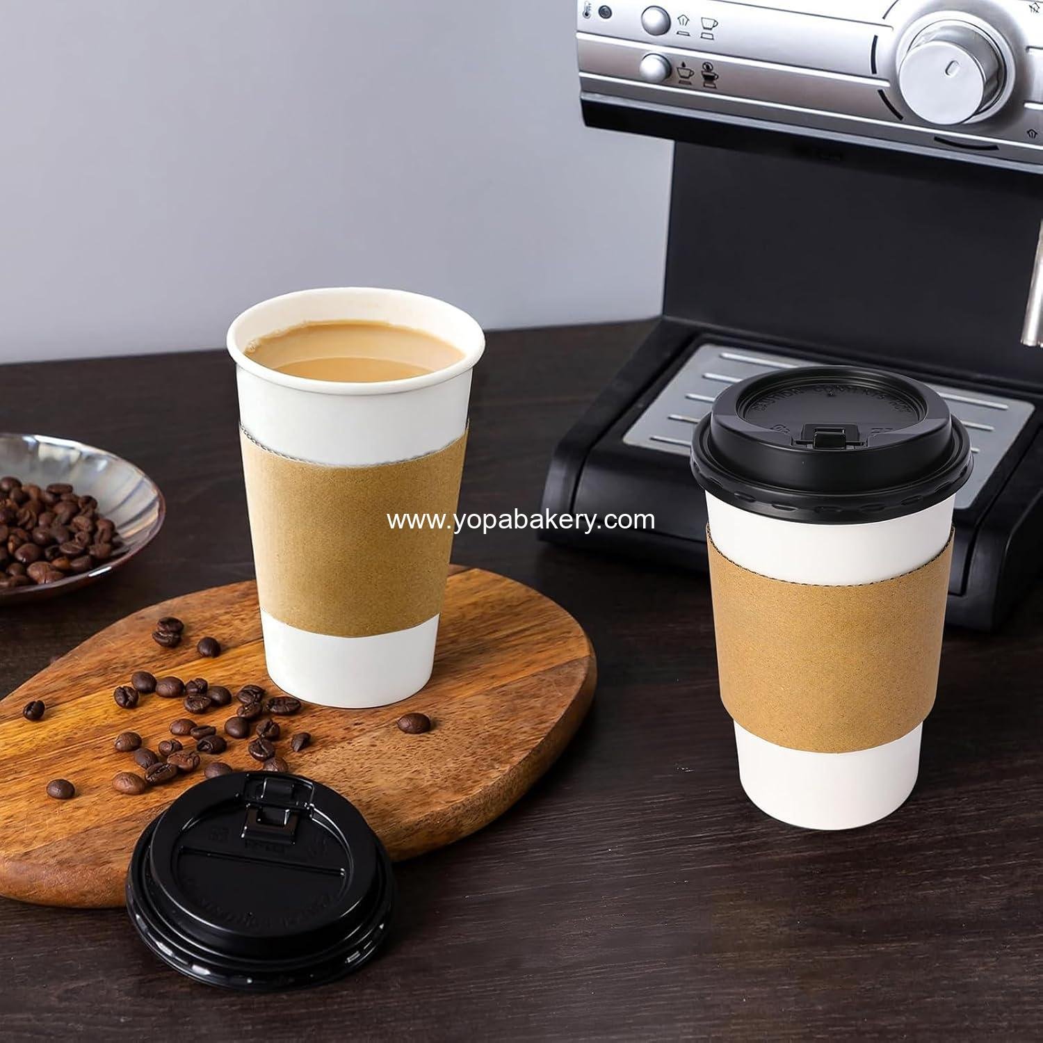 Wholesale 100 Pack 16 oz Disposable Coffee Cups with Lids and Sleeves, Leak-Proof To Go Cups for Hot/Cold Beverages, Perfect for Home, Office, Parties, Travel - Factory