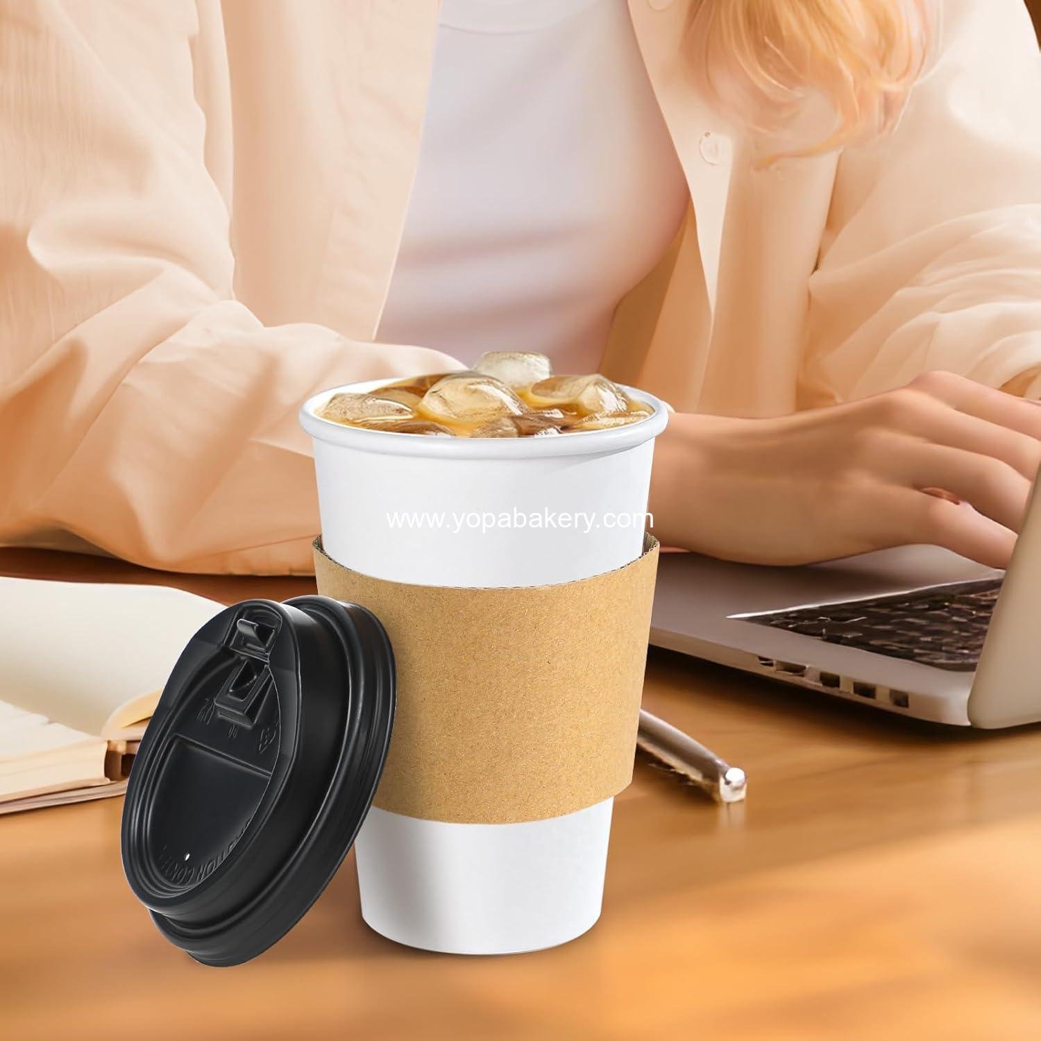 Wholesale 100 Pack 16 oz Disposable Coffee Cups with Lids and Sleeves, Leak-Proof To Go Cups for Hot/Cold Beverages, Perfect for Home, Office, Parties, Travel - Factory