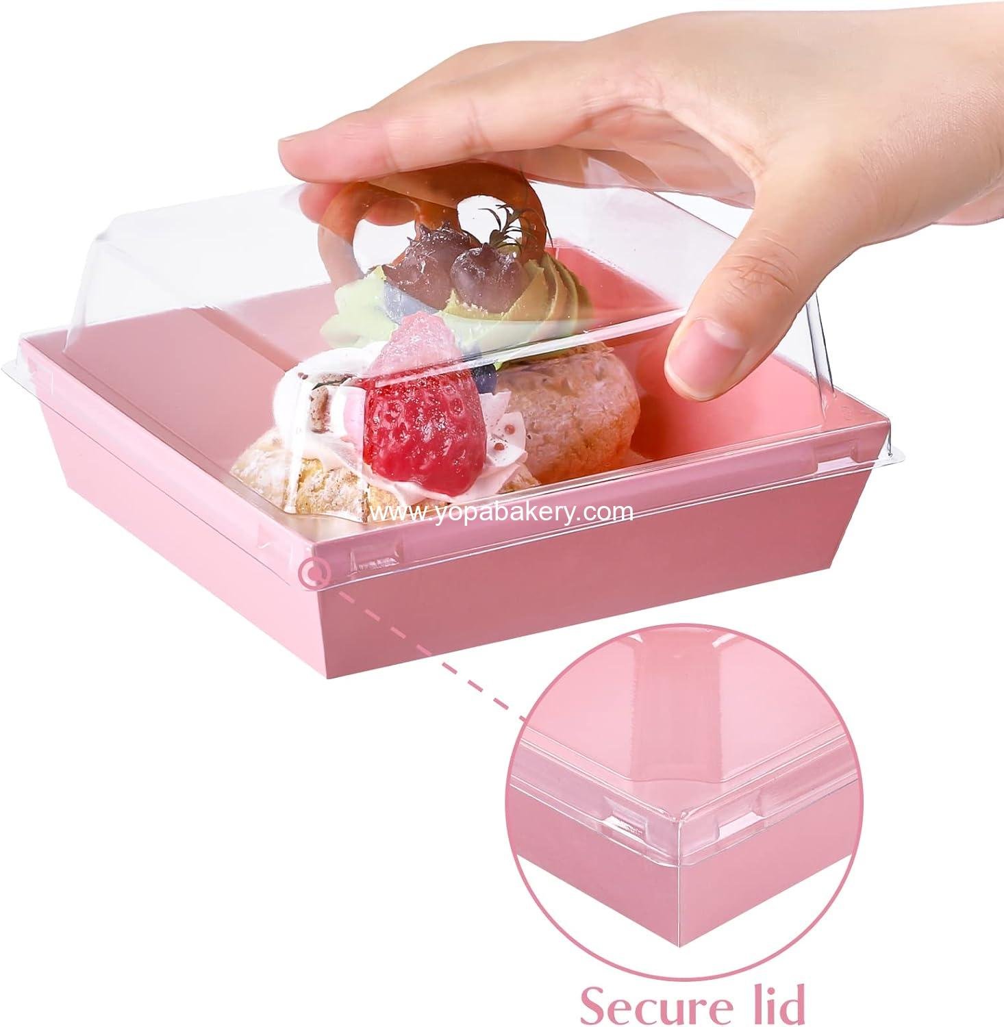 Wholesale Small Charcuterie Boxes with Clear Lids, Disposable Paper Food Containers, 5-Inch Bakery Dessert Boxes for Sandwiches, Cookies, Pastries, Cake Slices (Pink, 50ct) Factory