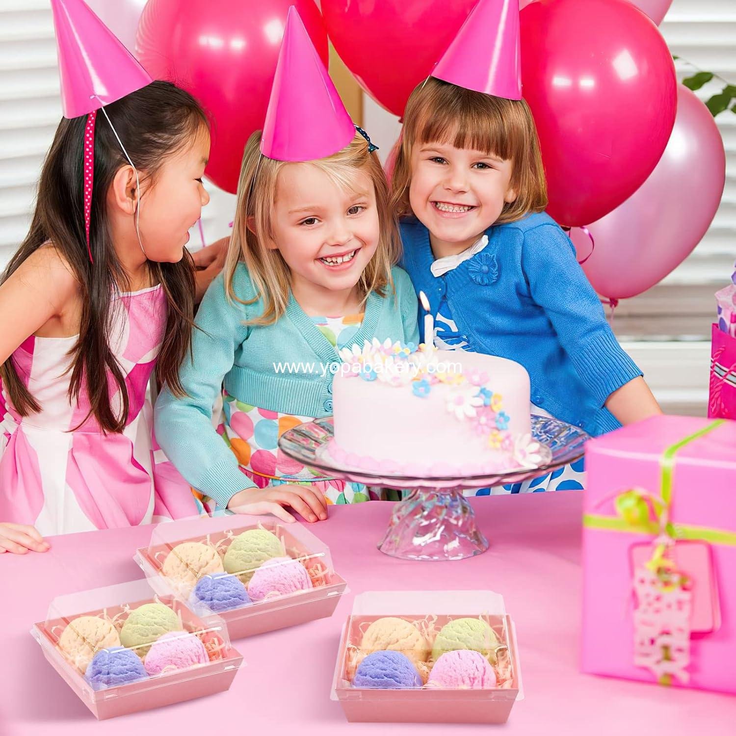 Wholesale Small Charcuterie Boxes with Clear Lids, Disposable Paper Food Containers, 5-Inch Bakery Dessert Boxes for Sandwiches, Cookies, Pastries, Cake Slices (Pink, 50ct) Factory