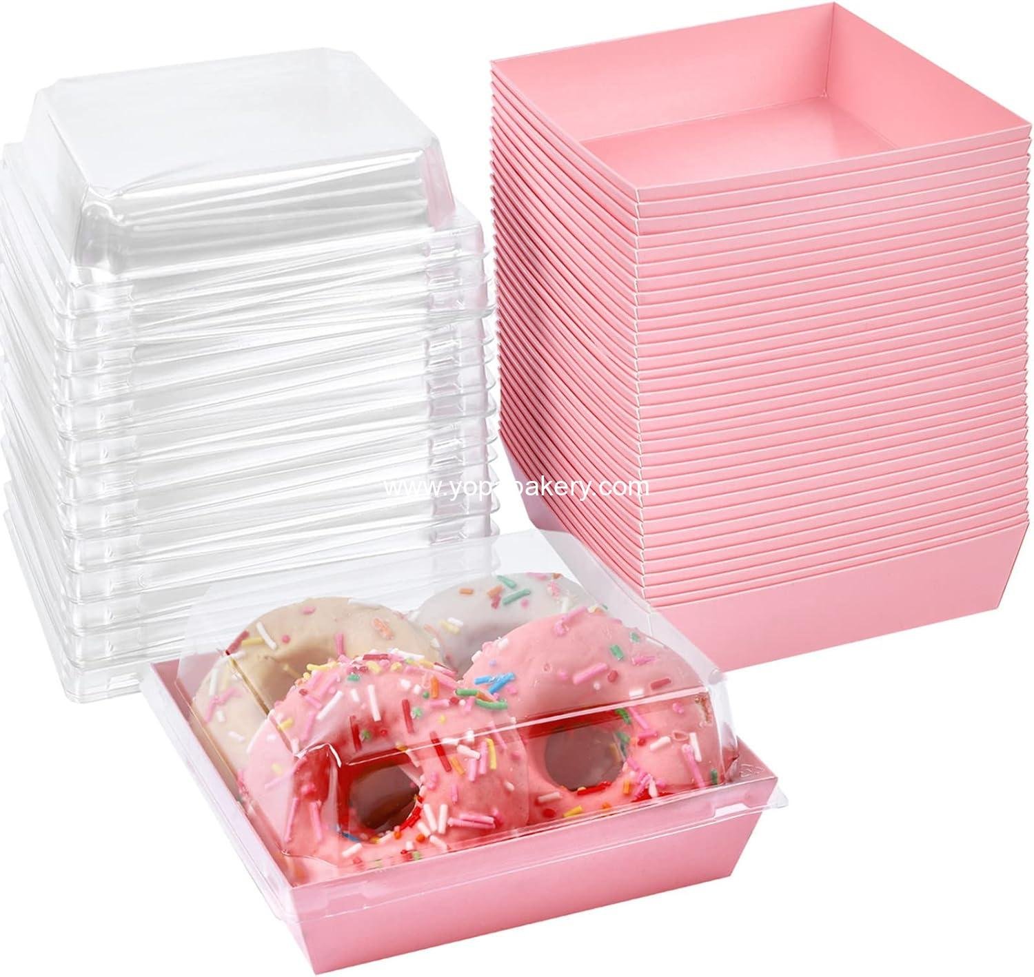 Ocmoiy Small Charcuterie Boxes with Clear Lids, To Go Paper Disposable Food Containers, 5 Inches Bakery Dessert Boxes for Sandwich, Cookie, Pastry, Cake Slice (Pink, 50ct)