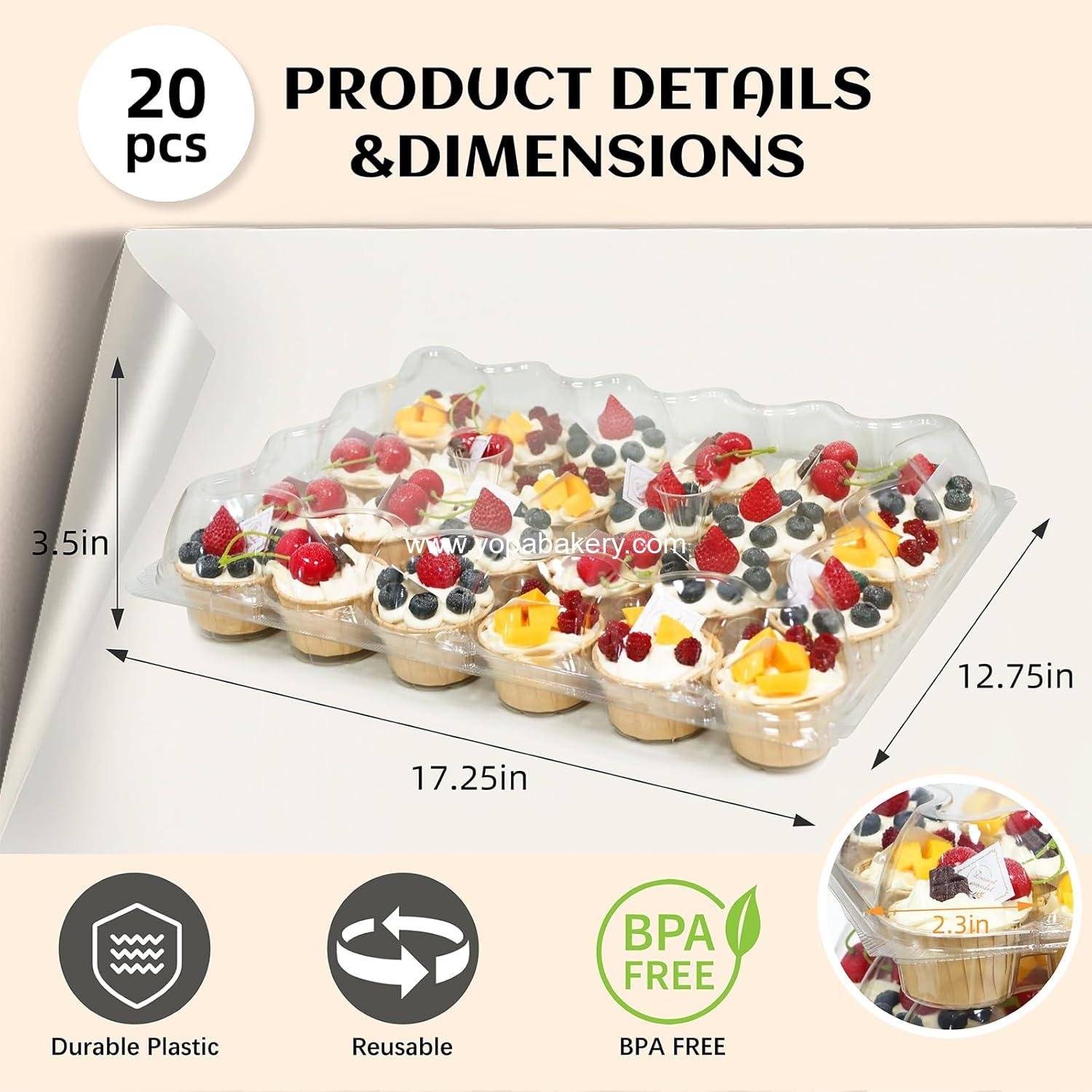 Wholesale 24 Count x 10 Sets Plastic Cupcake Containers, Durable BPA-Free Holders with Lids for Easy Transport and Storage, Stackable Clear Carriers, Reusable Dessert Boxes, Factory