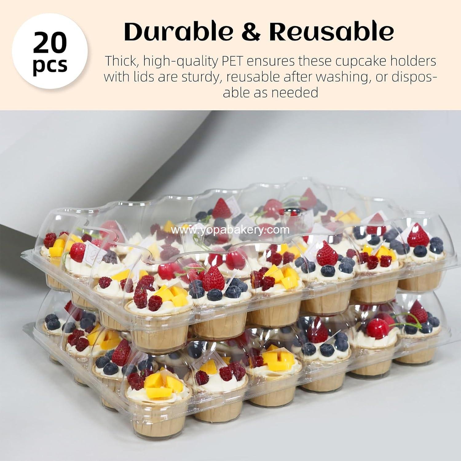 Wholesale 24 Count x 10 Sets Plastic Cupcake Containers, Durable BPA-Free Holders with Lids for Easy Transport and Storage, Stackable Clear Carriers, Reusable Dessert Boxes, Factory