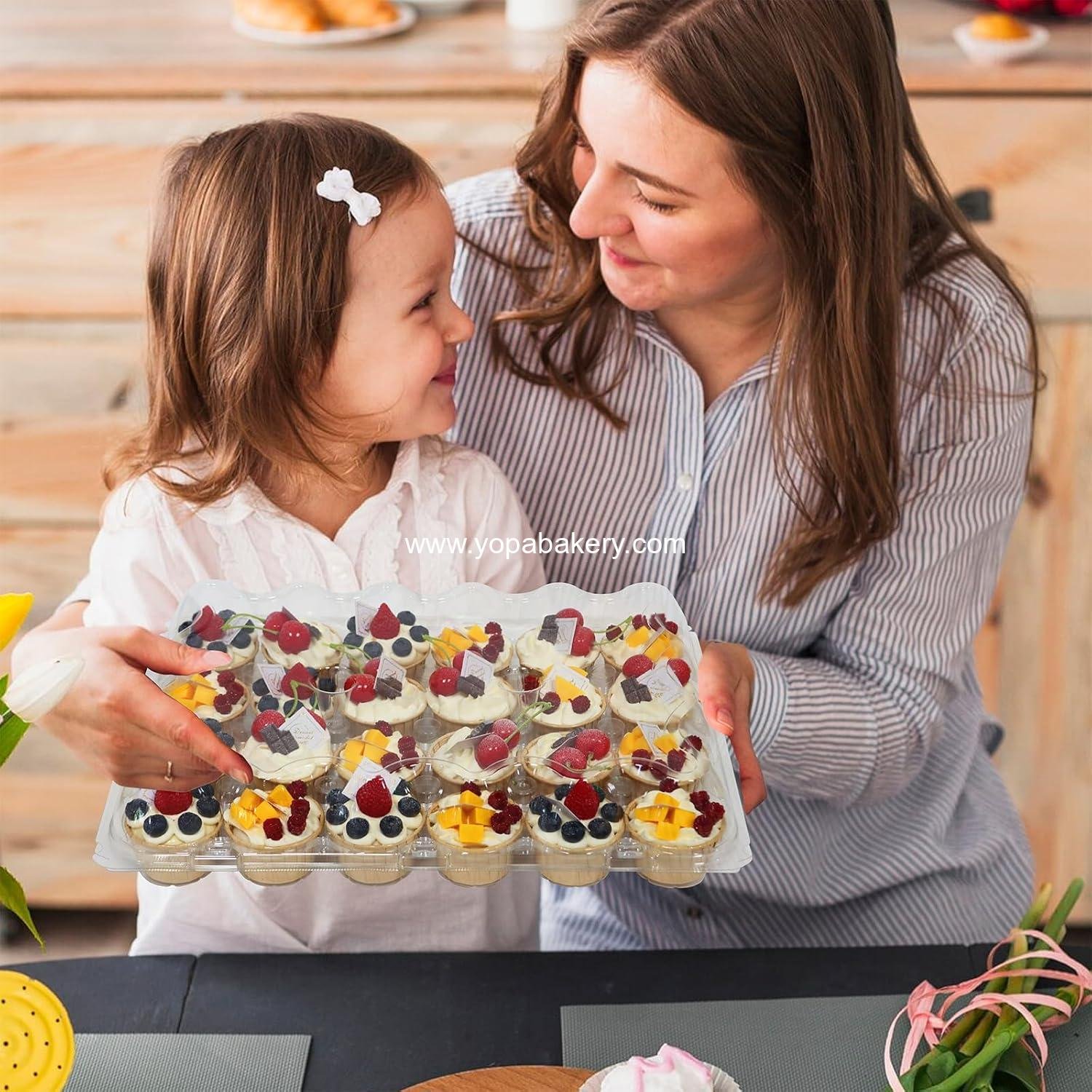 Wholesale 24 Count x 10 Sets Plastic Cupcake Containers, Durable BPA-Free Holders with Lids for Easy Transport and Storage, Stackable Clear Carriers, Reusable Dessert Boxes, Factory