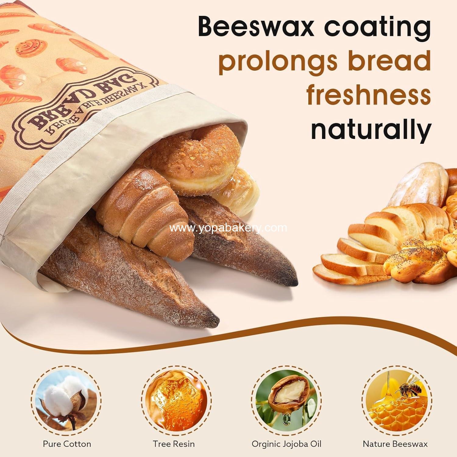 Wholesale XL Beeswax Bread Bags - 2 Pack Natural Cotton Sourdough Reusable Storage Bags, Keep Bread Fresh and Portable, Factory