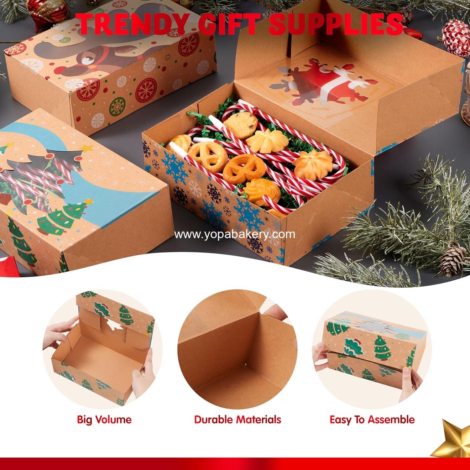 Wholesale 12PCS Christmas Cookie Boxes for Gift Giving, 8.75