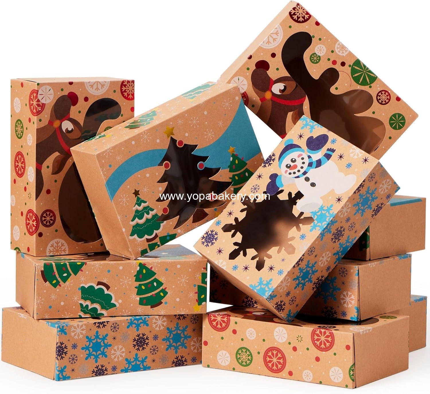 Wholesale 12PCS Christmas Cookie Boxes for Gift Giving, 8.75