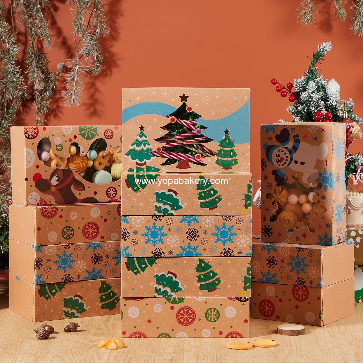 Wholesale 12PCS Christmas Cookie Boxes for Gift Giving, 8.75