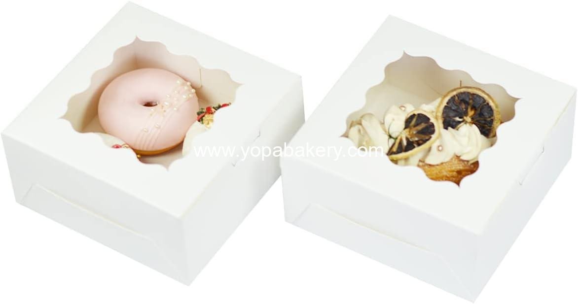 Wholesale 30-Pack Bakery Boxes with Window, 6x6x3 inches, Thick Sturdy Macaroon Pastry and Cookie Boxes for Bakers - Factory