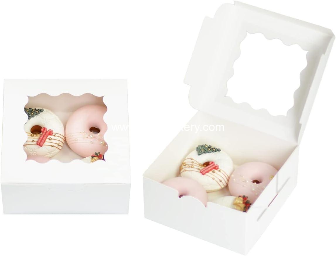 Wholesale 30-Pack Bakery Boxes with Window, 6x6x3 inches, Thick Sturdy Macaroon Pastry and Cookie Boxes for Bakers - Factory