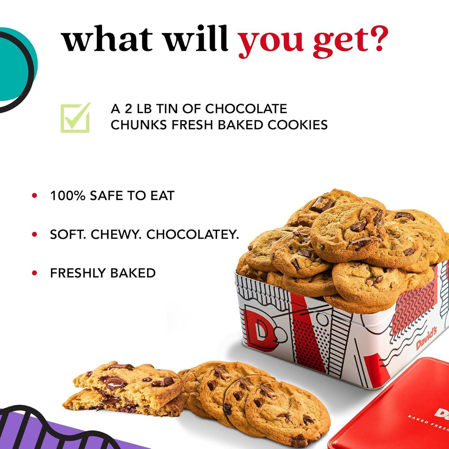 Wholesale 2lbs Chocolate Chunk Fresh Baked Cookies - Handmade Gourmet Treats Made with Premium Ingredients - Cookie Gift Basket - Great Gift for All Occasions - Manufacturer