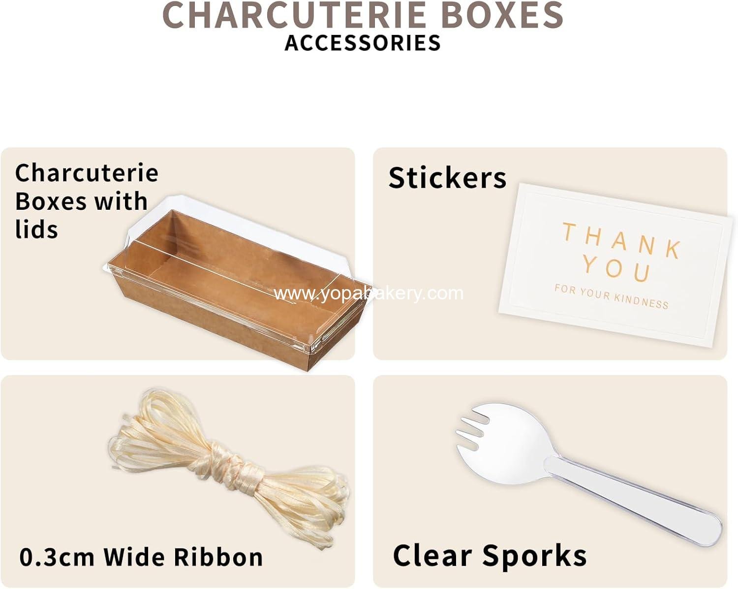 Wholesale 100 Pcs Small Charcuterie Boxes with Clear Lids and Forks - Disposable Paper Rectangle Containers, 7 Inch Dessert Boxes for Cookies, Cake Slices, Strawberries (Brown) Factory