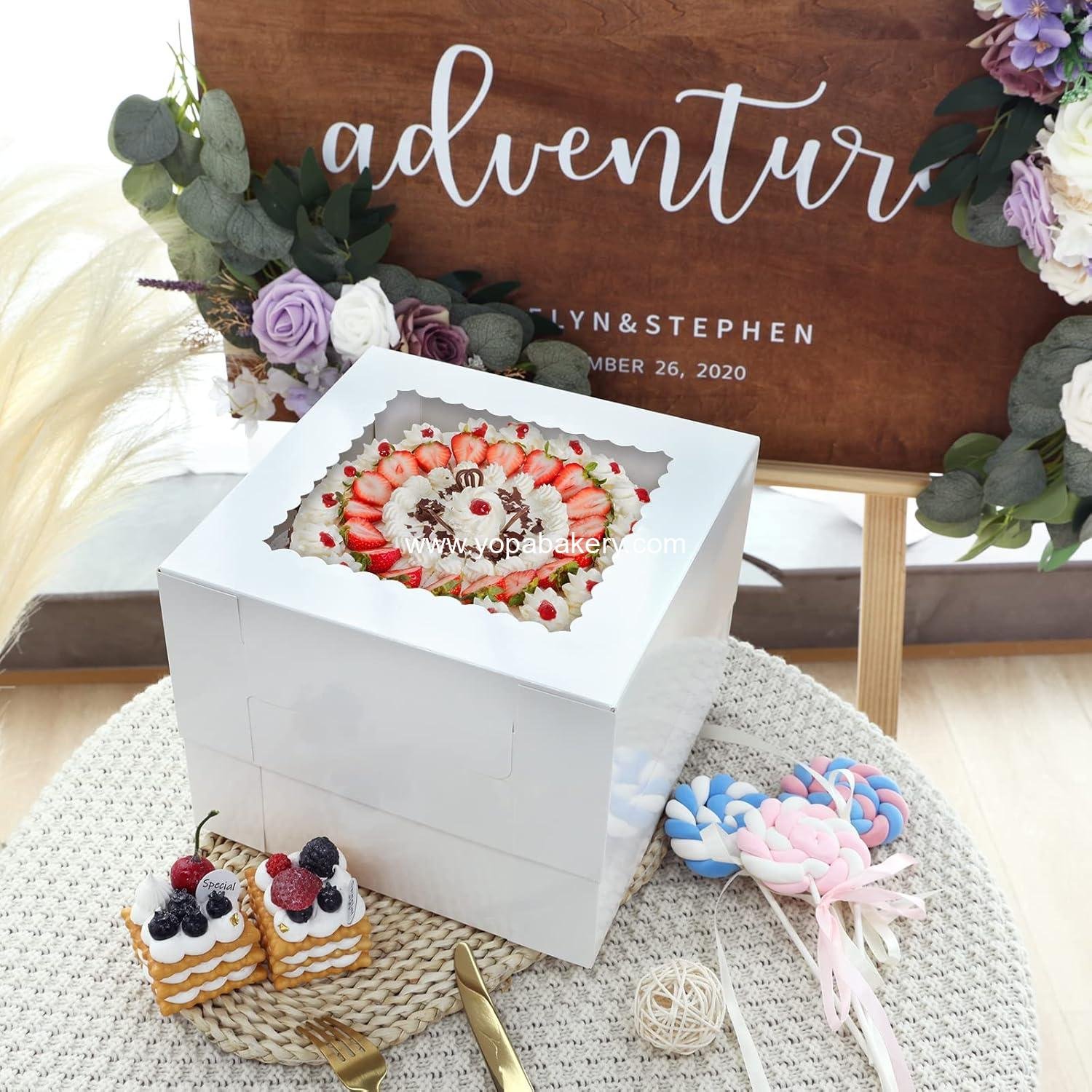 Wholesale 20pcs Cake Boxes, 10x10x8 Inches Tall with Window, Large White Bakery Boxes for Valentine's Day, Mother's Day, Pastries, Pies, Desserts Factory Wholesale 20pcs Cake Boxes, 10x10x8 Inches Tall with Window, Large White Bakery Boxes for Valentine's Day, Mother's Day, Pastries, Pies, Desserts Factory