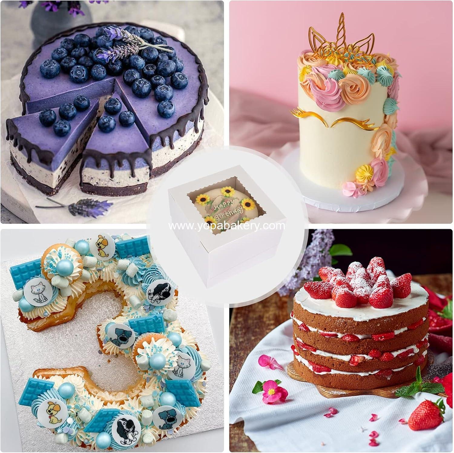 Wholesale 20pcs Cake Boxes, 10x10x8 Inches Tall with Window, Large White Bakery Boxes for Valentine's Day, Mother's Day, Pastries, Pies, Desserts Factory Wholesale 20pcs Cake Boxes, 10x10x8 Inches Tall with Window, Large White Bakery Boxes for Valentine's Day, Mother's Day, Pastries, Pies, Desserts Factory