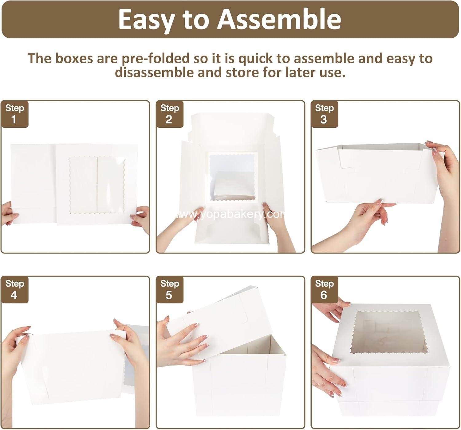 Wholesale 20pcs Cake Boxes, 10x10x8 Inches Tall with Window, Large White Bakery Boxes for Valentine's Day, Mother's Day, Pastries, Pies, Desserts Factory Wholesale 20pcs Cake Boxes, 10x10x8 Inches Tall with Window, Large White Bakery Boxes for Valentine's Day, Mother's Day, Pastries, Pies, Desserts Factory