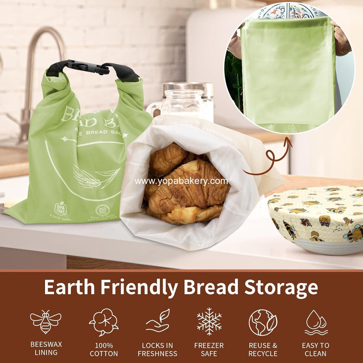 OEM Reusable Bread Bags with Beeswax Wrap - Zippered Large Food Storage Bags for Sourdough 2-Pack | Keep Bread Fresh, Freezer-Safe, Eco-Friendly Factory