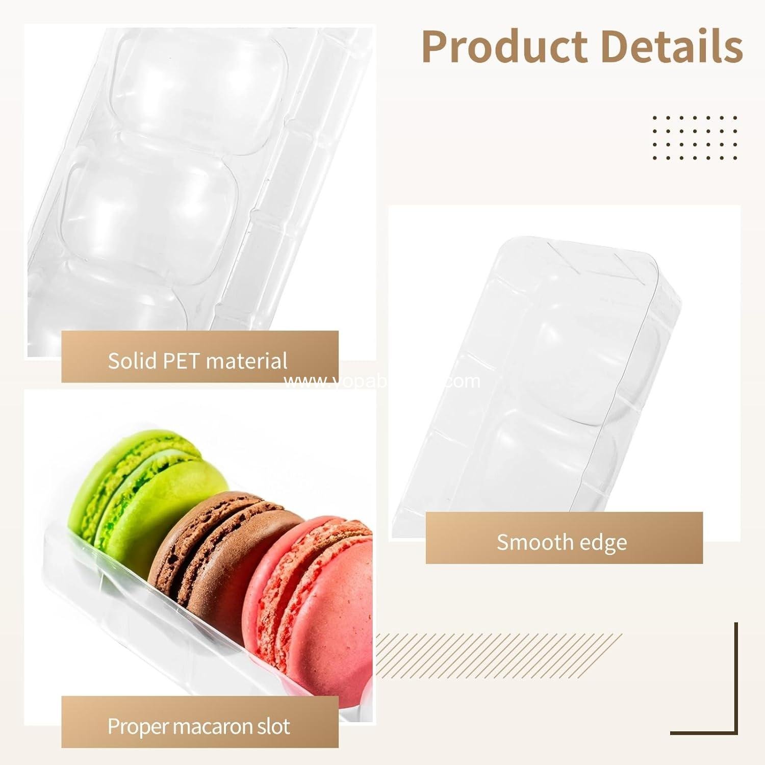 Wholesale 50 PCS Macaron Boxes - 6-Slot Clear Plastic Dessert Cases for Macarons and Small Cakes, Macaroon Packaging Display Trays for Cookies, Wedding Party Gifts (8.9 x 2.0 x 2.6 in) Factory