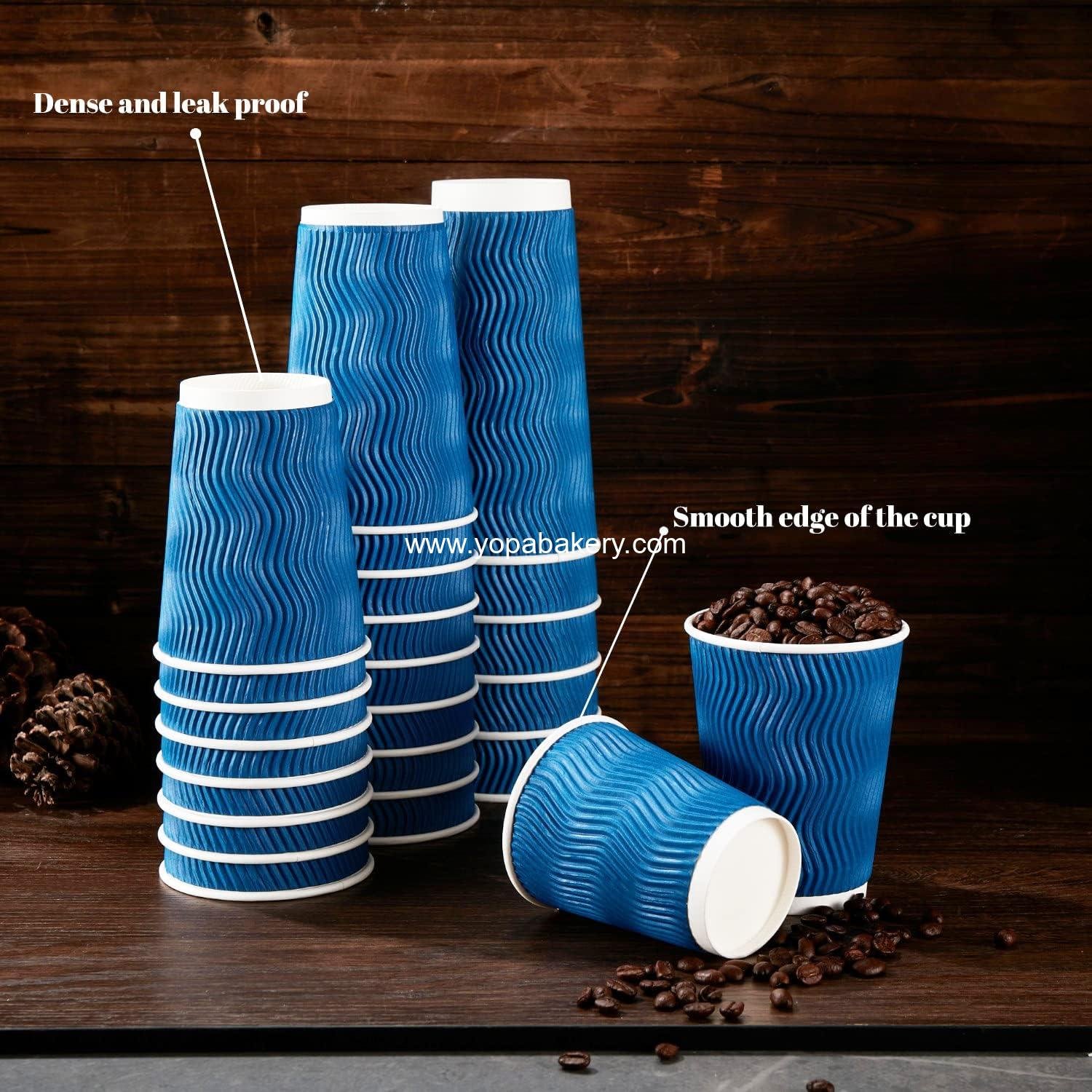 Wholesale 12 oz Disposable Paper Coffee Cups - 120 Pack Insulated Corrugated Kraft Ripple Wall for Hot or Cold Beverages (Navy) Factory