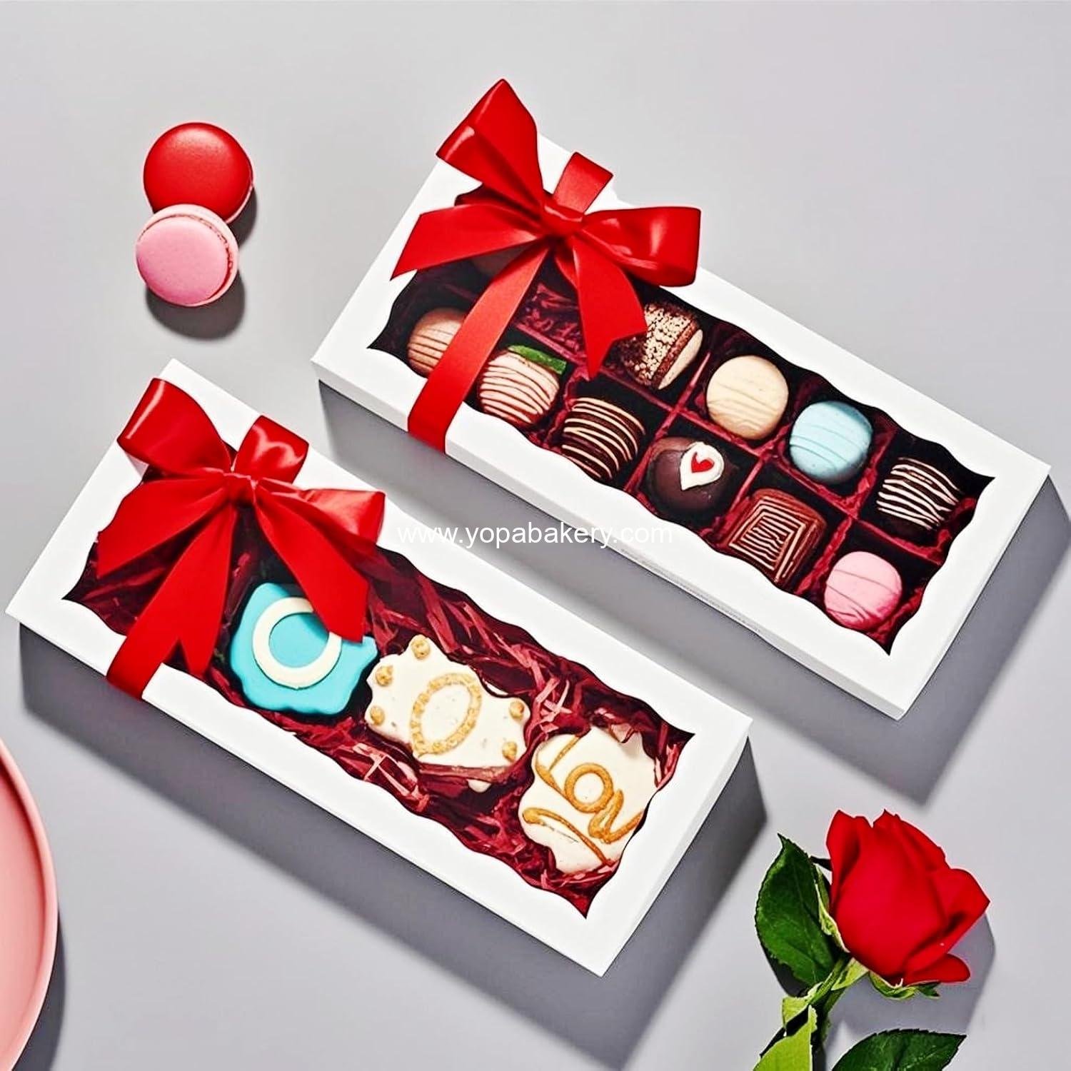 Wholesale 15PCS 12x5x1.5 Inch White Cookie Boxes with Window for Macarons, Cakesickles, Chocolate Truffles, Donuts, and Treats for Christmas, Valentine's Day, Easter, and Mother's Day - Factory